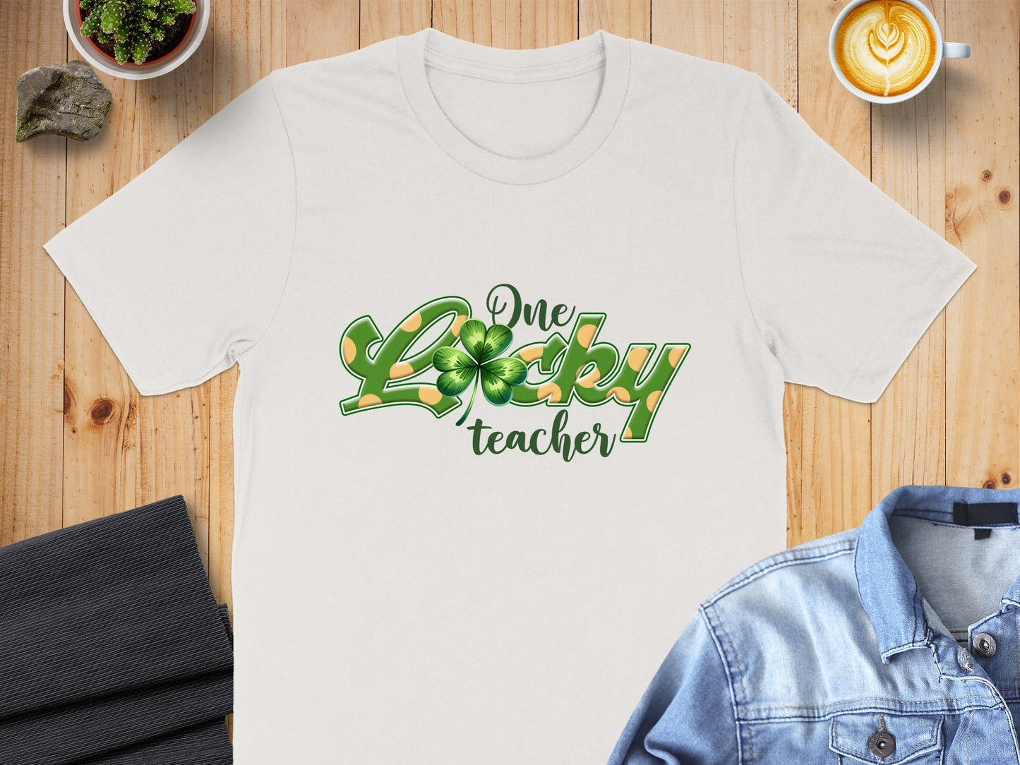 One Lucky Teacher Four Leaf Clover St Patricks Day T-Shirt