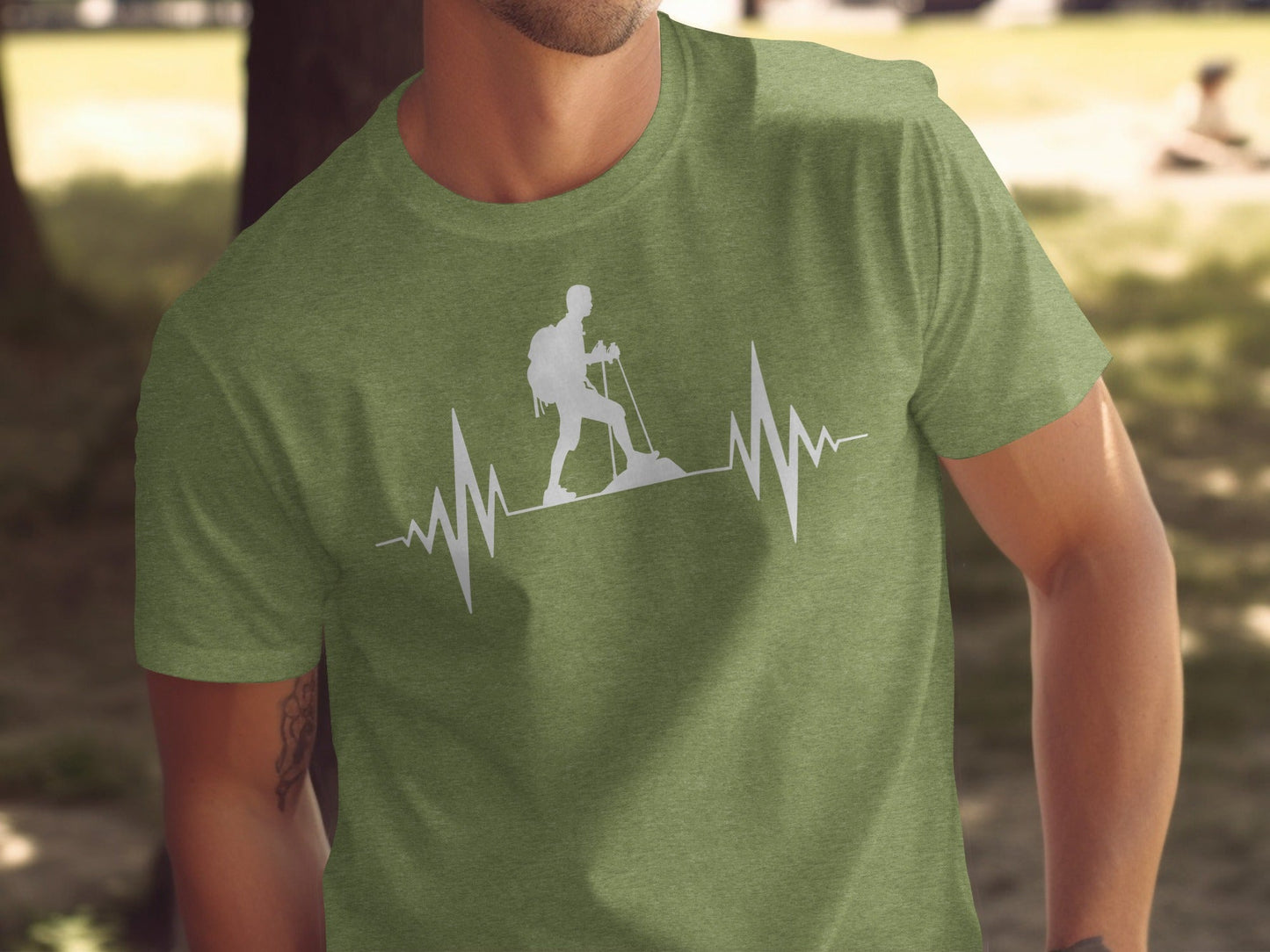 Hiking Heartbeat Outdoors Graphic Design Print T-Shirt