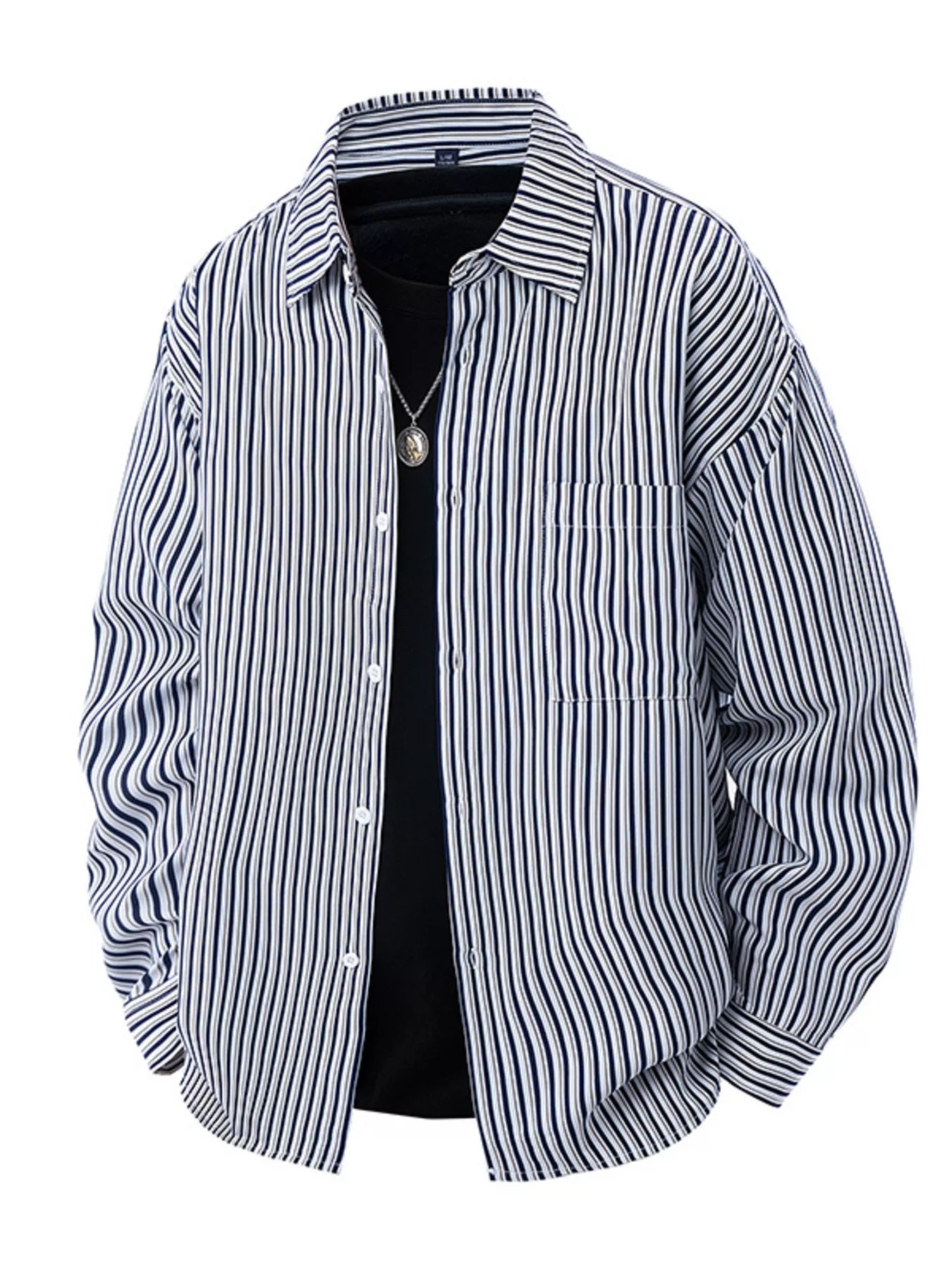 Men's Plus Size Striped Casual Long Sleeve Shirt