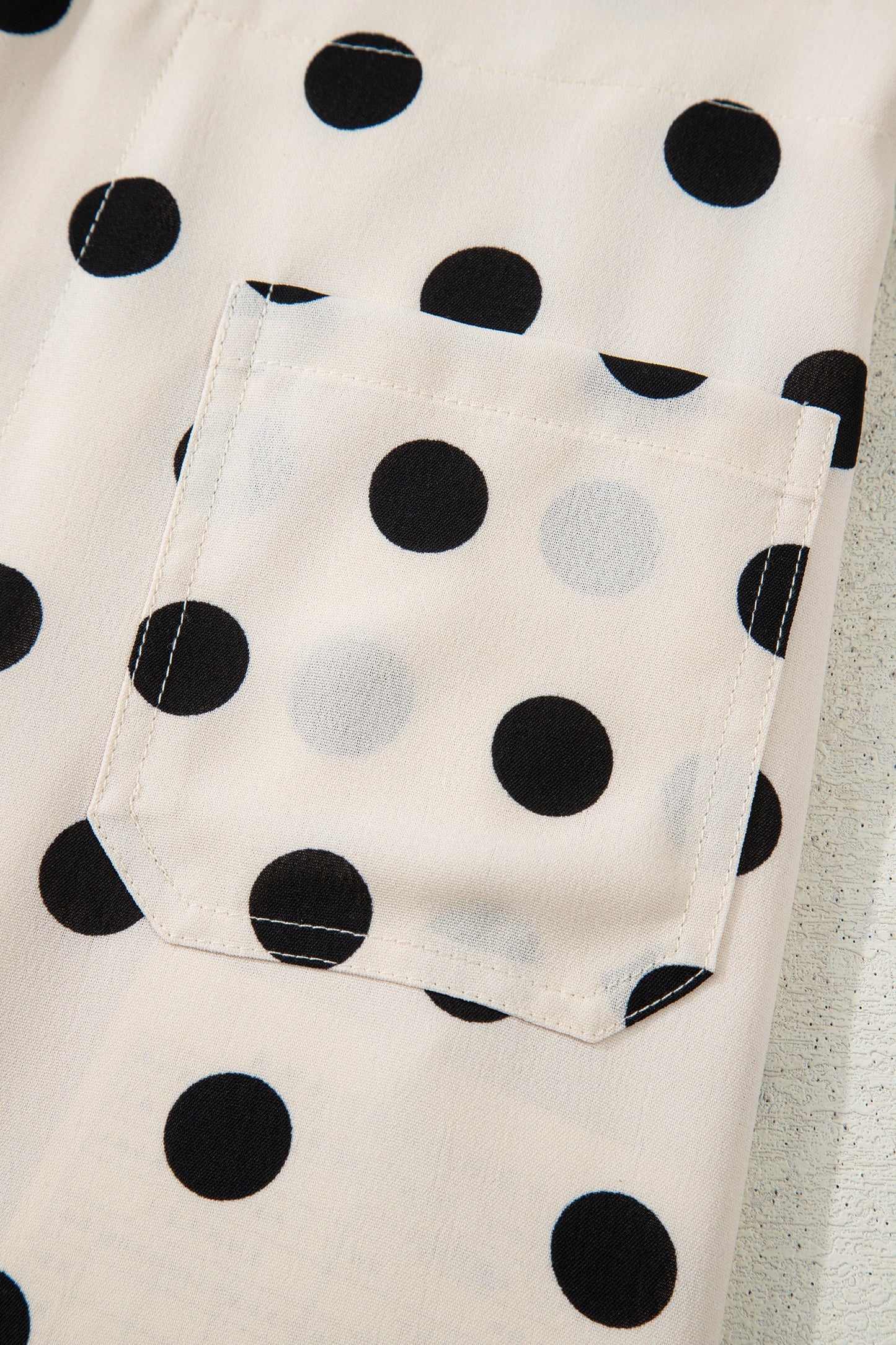 White Polka Dot Print Patched Pocket Mid-rise Straight Leg Pants
