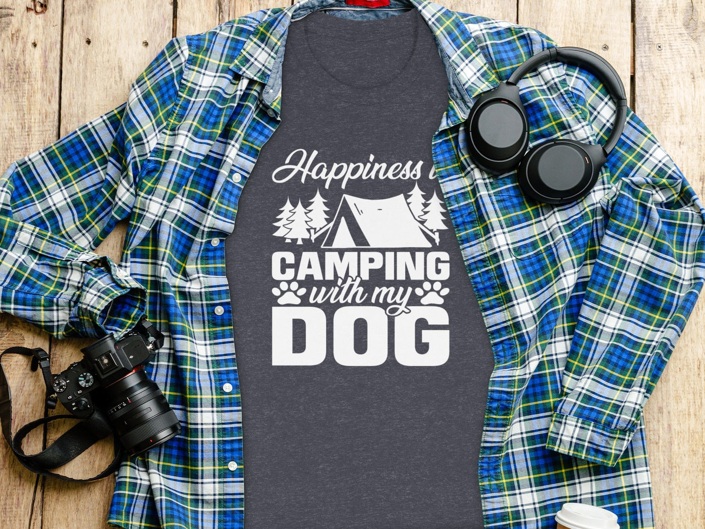 Happiness is Camping with My Dog Awesome Graphic T-Shirt