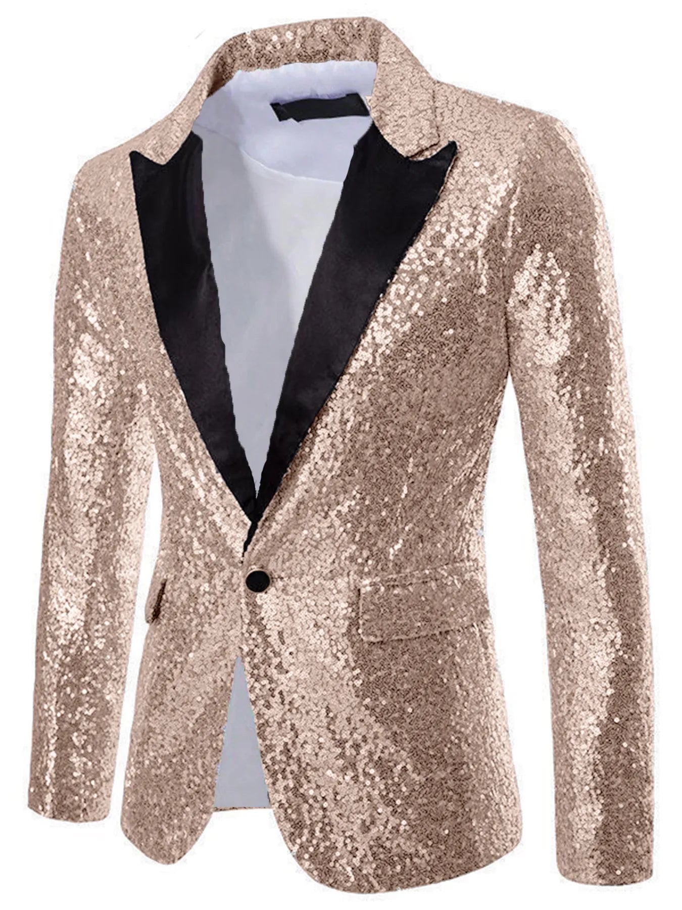 Men's Full Size Sequin One Button Blazer Plus Size