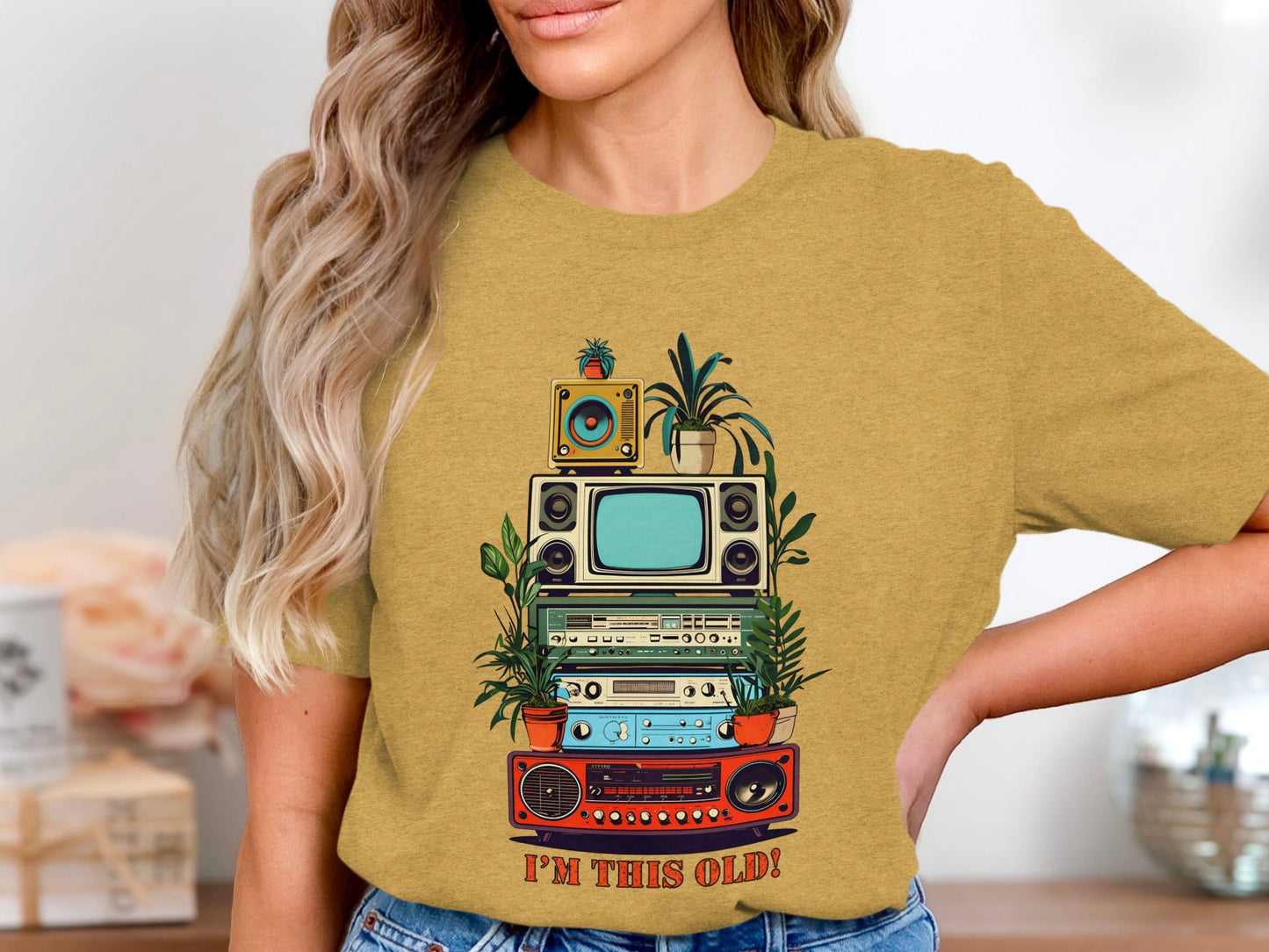 I'm This Old Electronics Tower With Plants Graphic T-Shirt