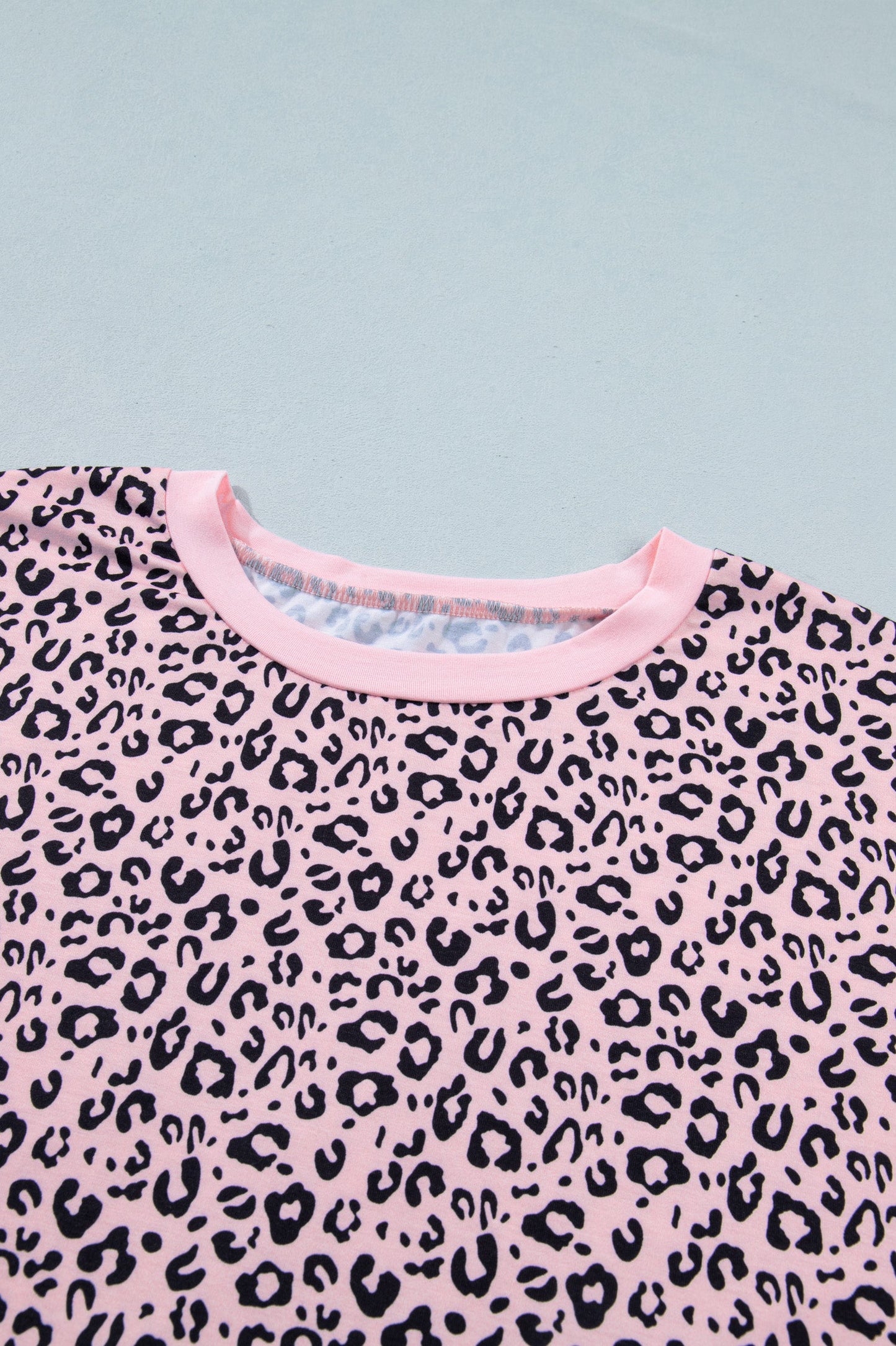 Pink Leopard Striped Contrast Patchwork Plus Size Tee