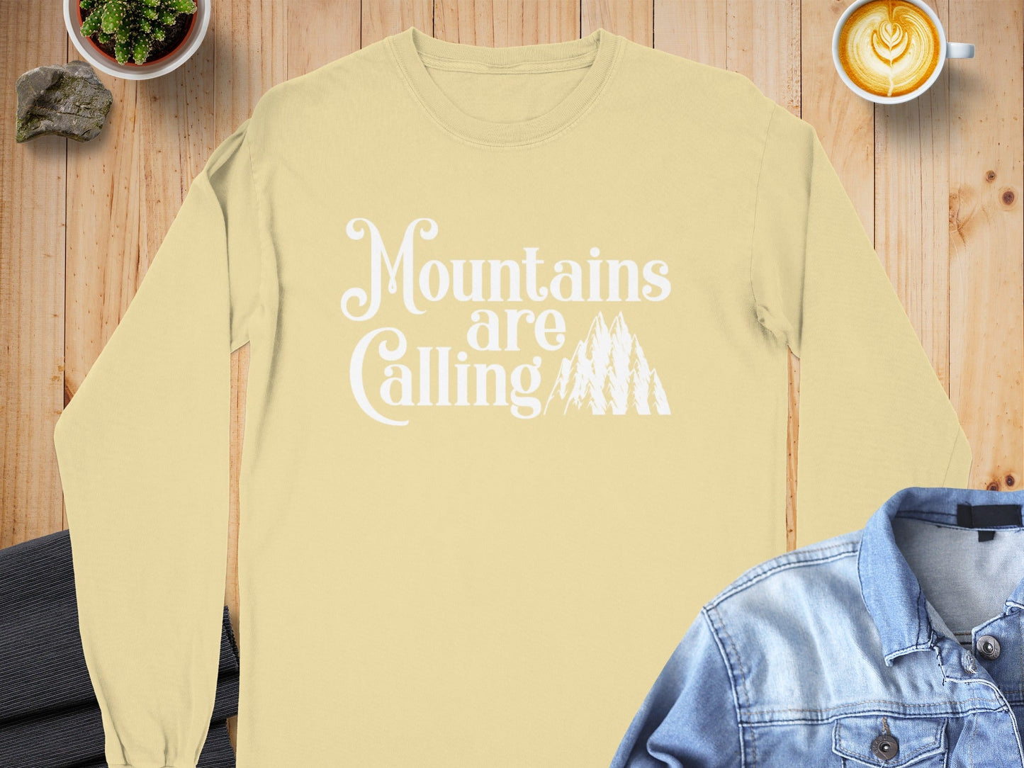 Mountains Are Calling With Mountain Peaks Art Long Sleeve T-Shirt