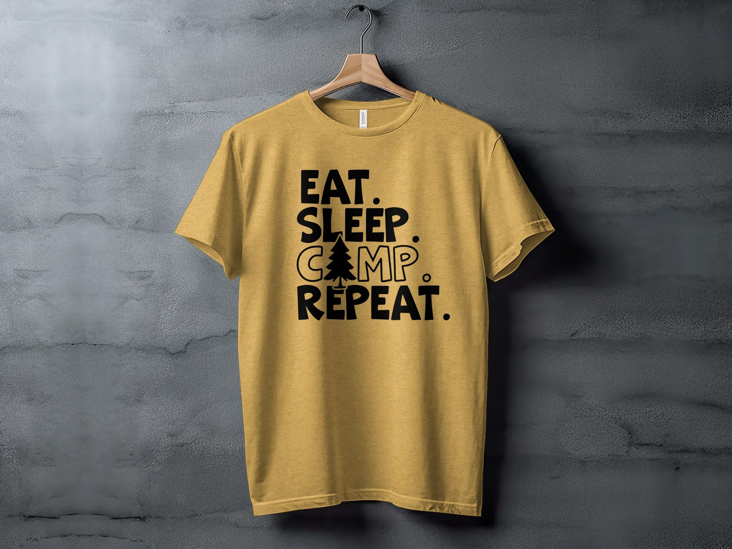 Eat Sleep Camp Repeat With Pine Tree Graphic T-Shirt