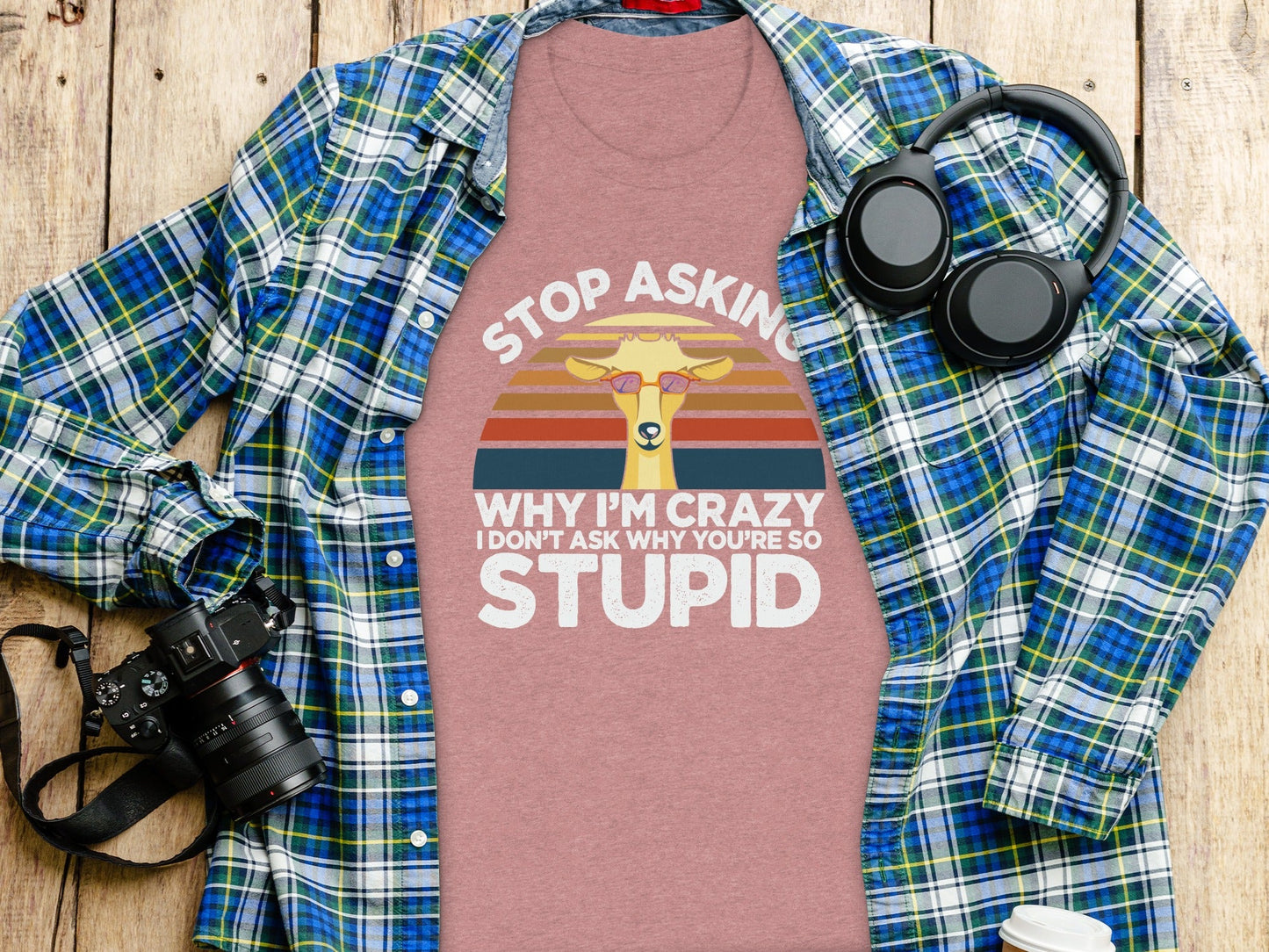 Stop Asking Why I'm Crazy Funny Llama Graphic T-Shirt