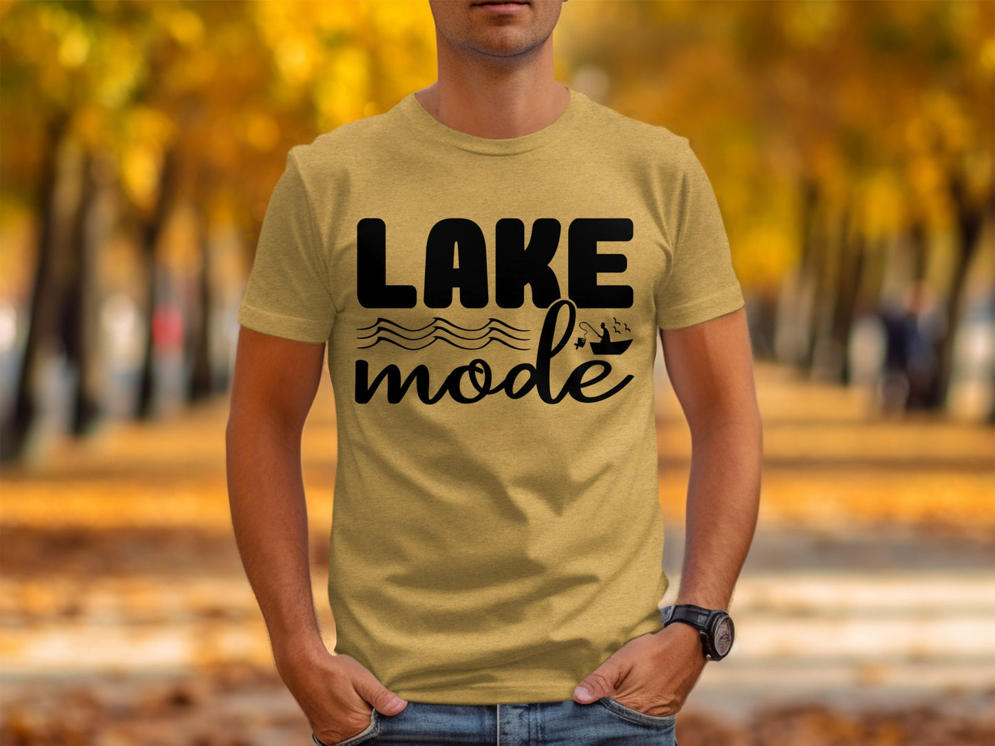 Lake Mode With Fishing Design Graphic Great Outdoors T-Shirt
