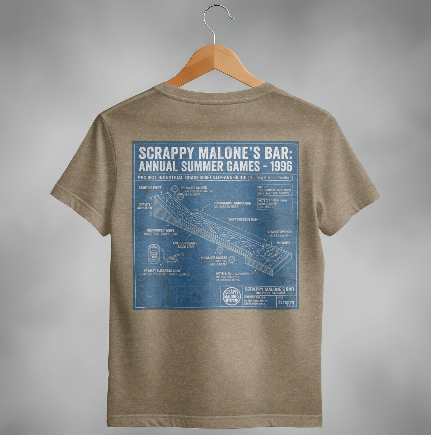 Scrappy Malone's 96 Summer Games Blueprint Tee - Retro Graphic
