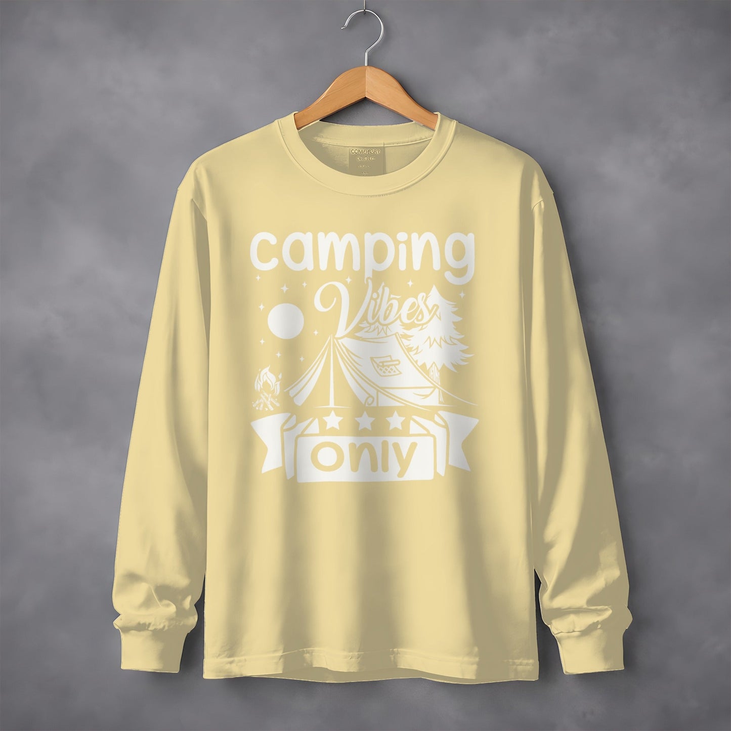 Camping Vibes Stars Only With Tent Graphic Long Sleeve T-Shirt