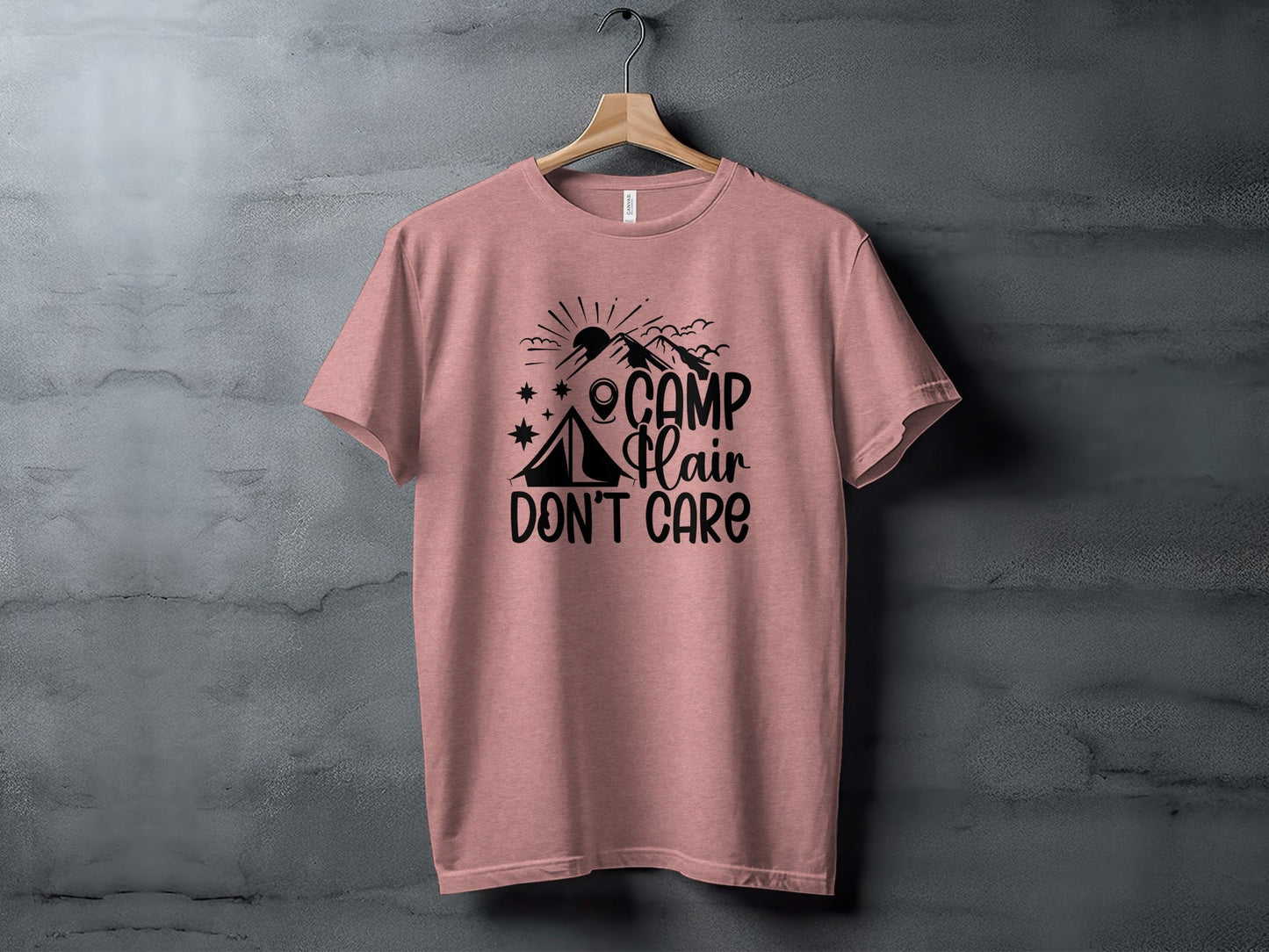 Camp Hair Dont Care with Mountain Scene Graphic T-Shirt