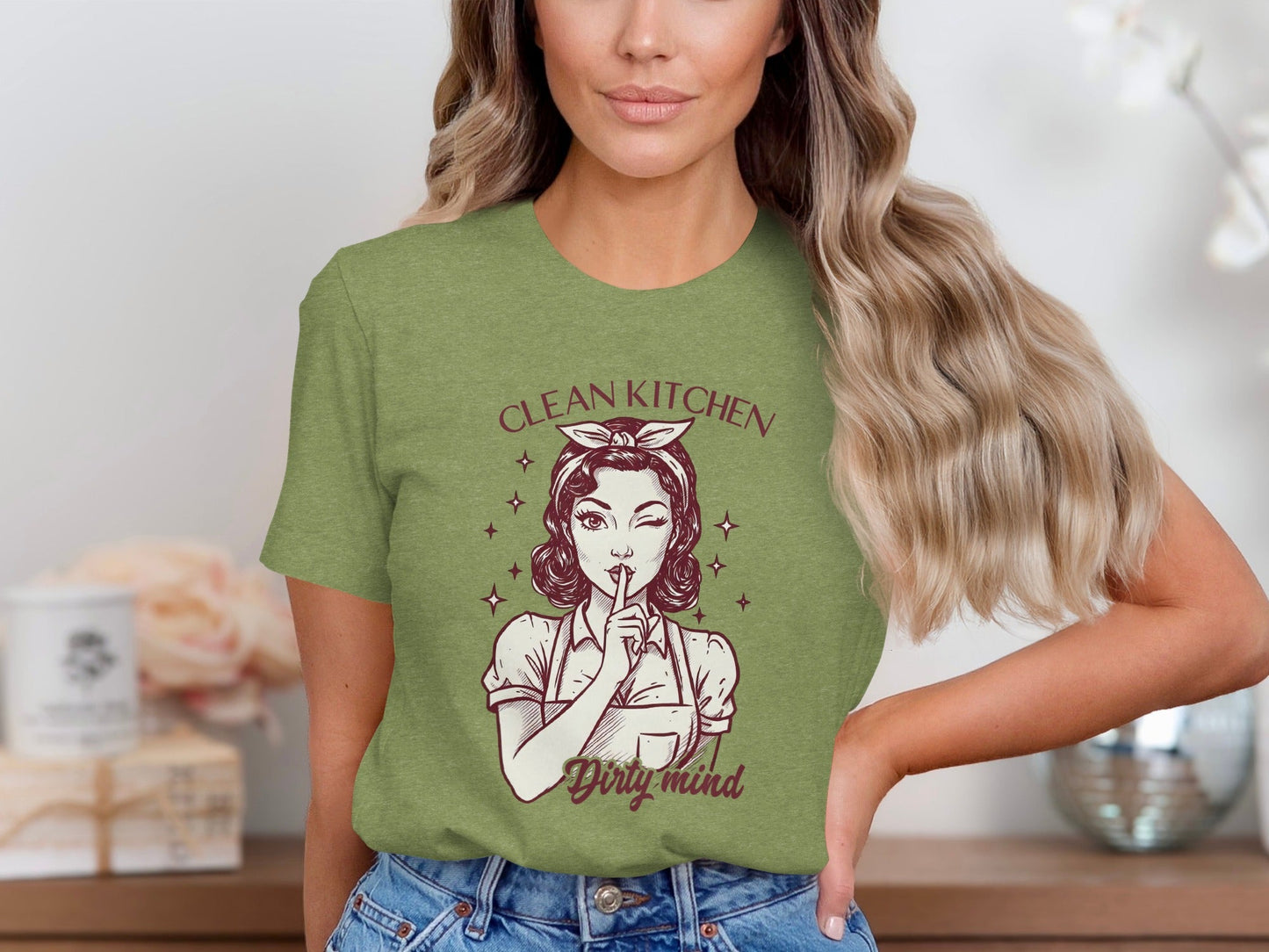 Clean Kitchen Dirty Mind Retro Woman Graphic T-Shirt