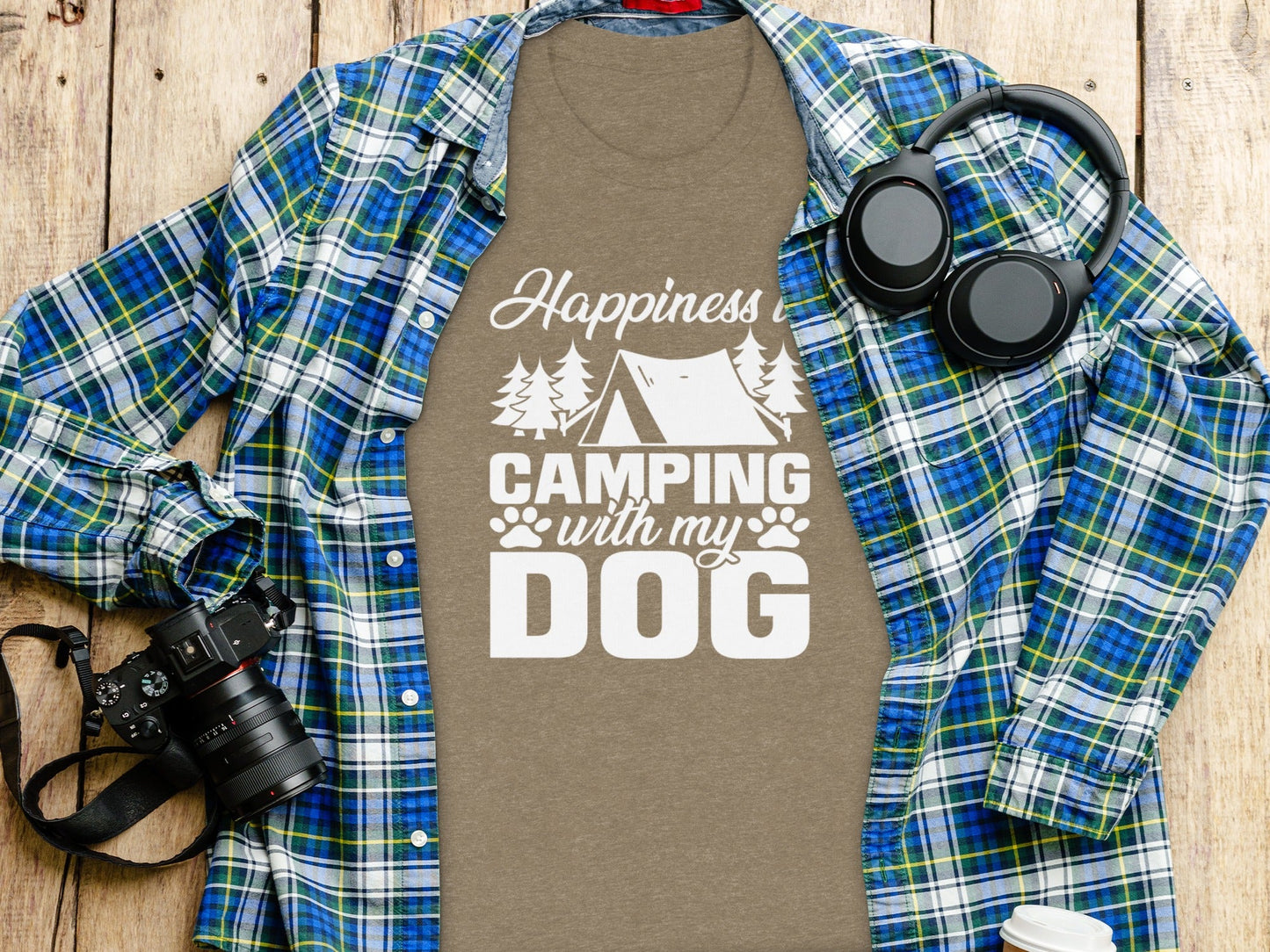 Happiness is Camping with My Dog Awesome Graphic T-Shirt