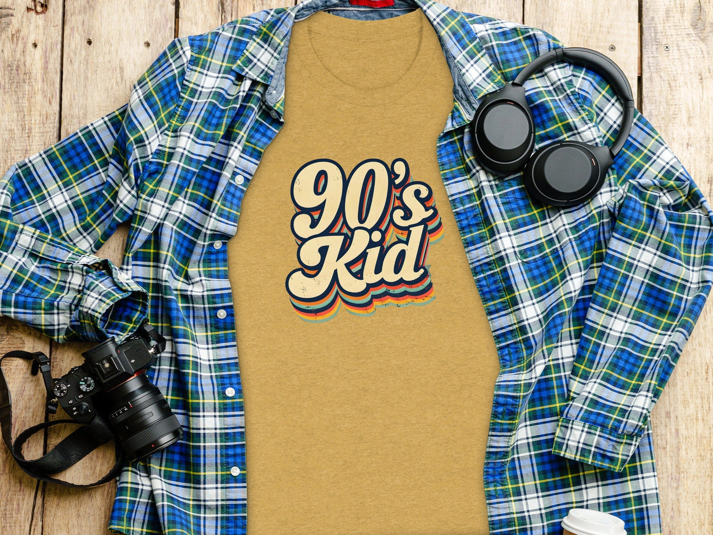 Retro 90s Kid Layered Text Design Trendy Cool Style T-Shirt