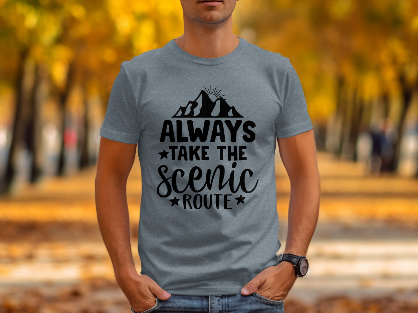 Always Take The Scenic Route With Mountains T-Shirt