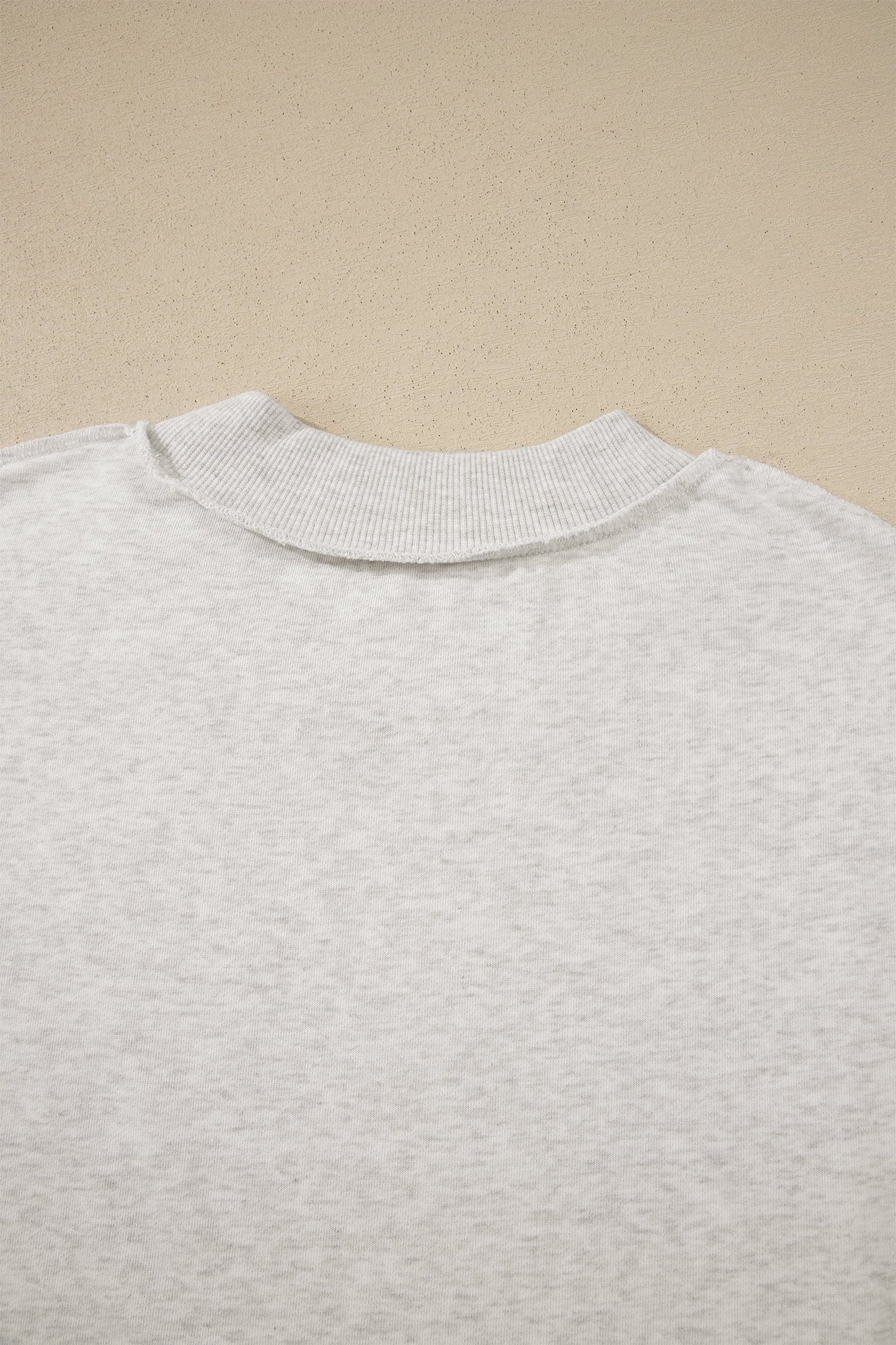 Light Grey Exposed Seam Detail Mock Neck Tee