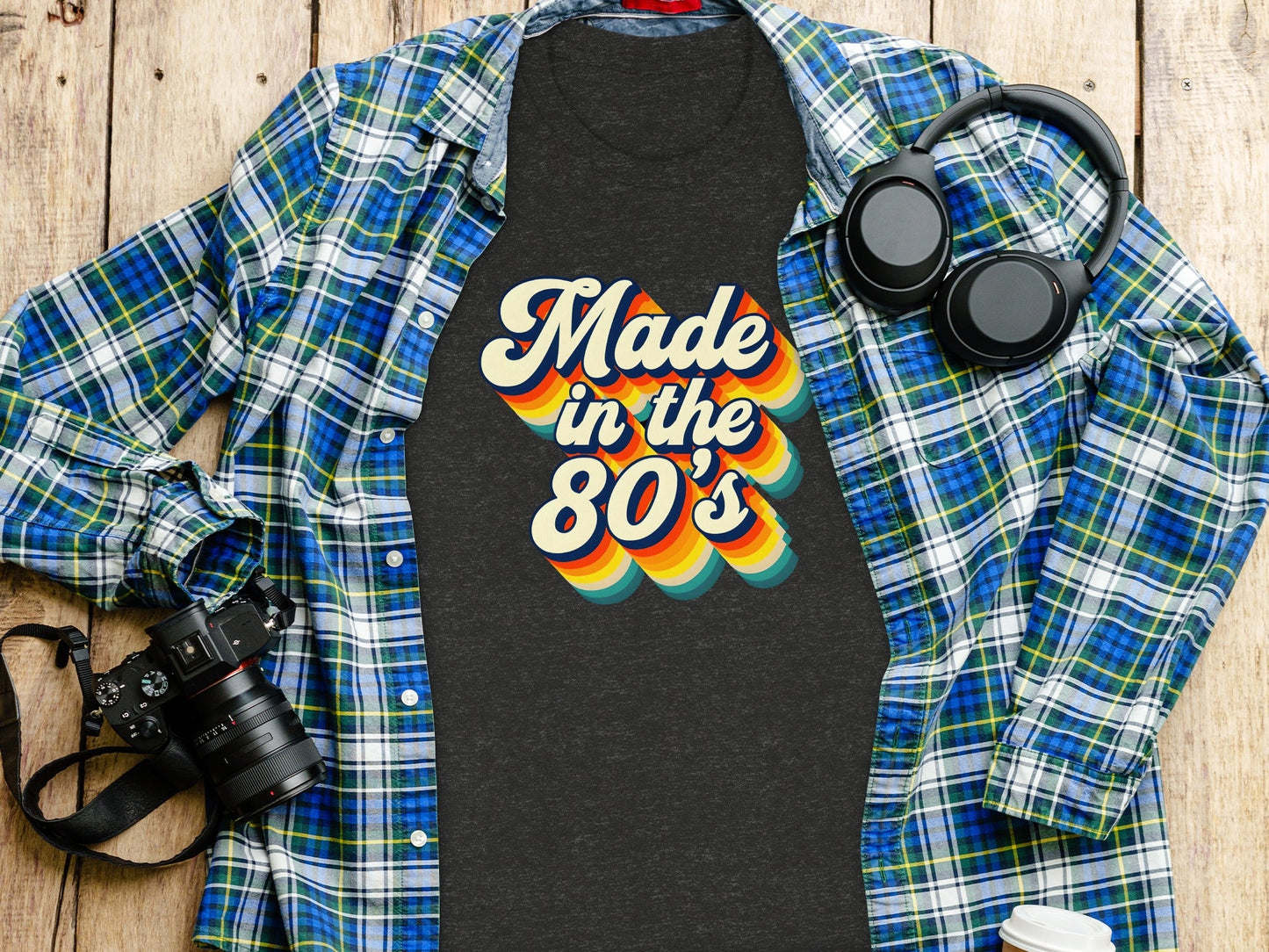 Awesome Made In The Eighties Rainbow Stripes Design T-Shirt