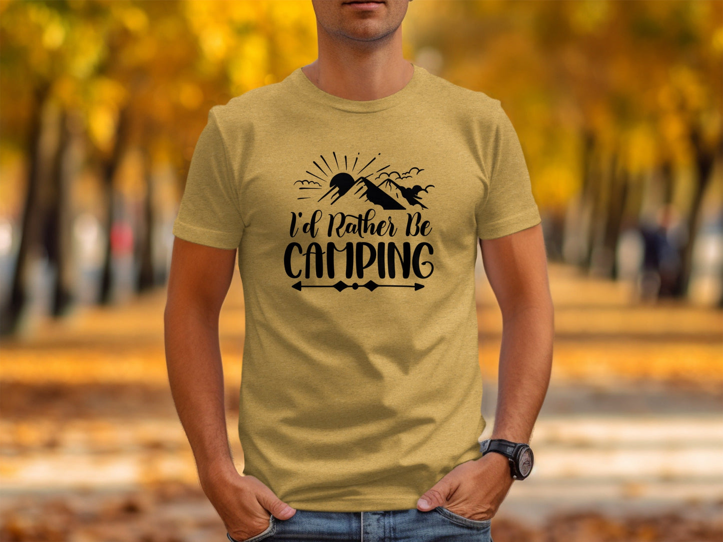 I'd Rather Be Camping Outdoor Adventure Graphic T-Shirt
