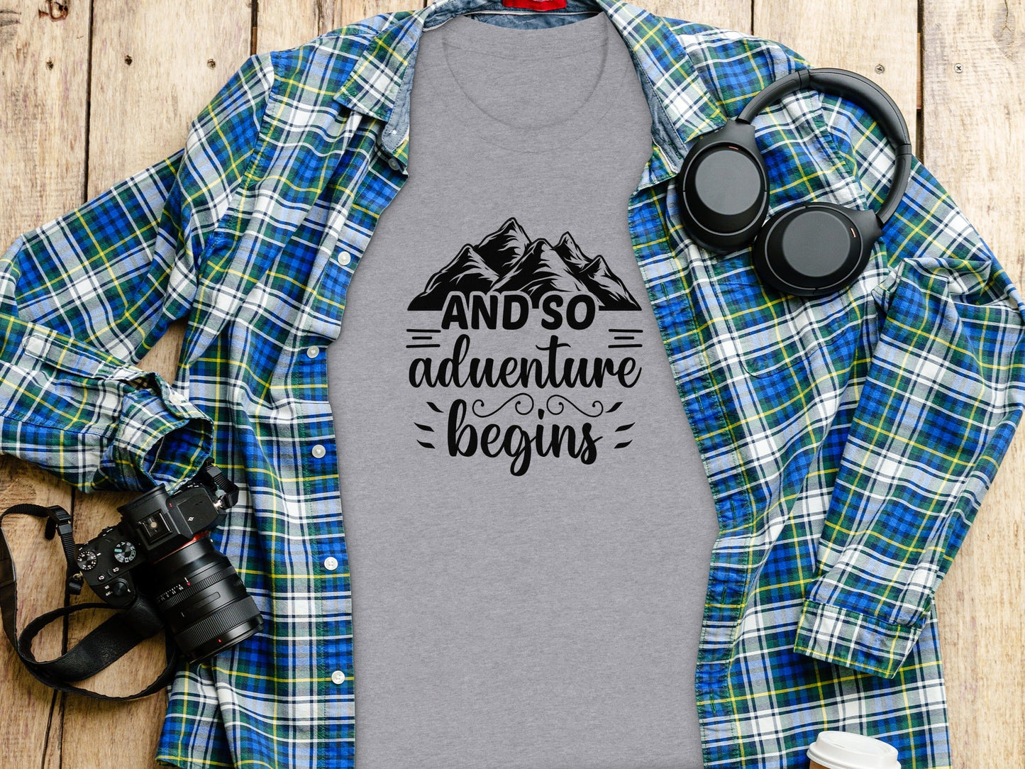 And So Adventure Begins Mountain Theme Graphic T-Shirt