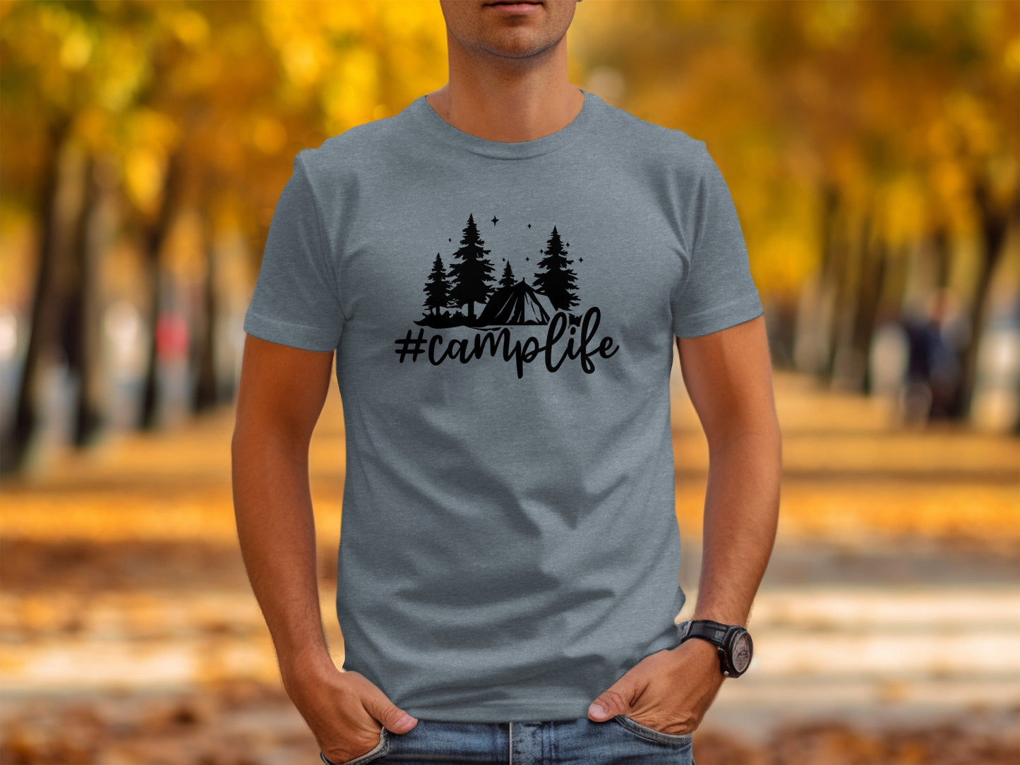 Hashtag Camplife Text Design With Camping Tent T-Shirt
