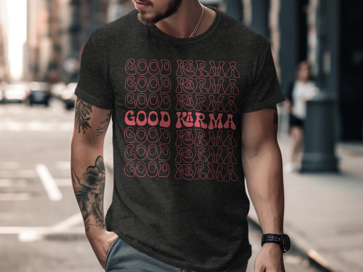 Good Karma Positive Vibes Graphic Design Pattern T-Shirt