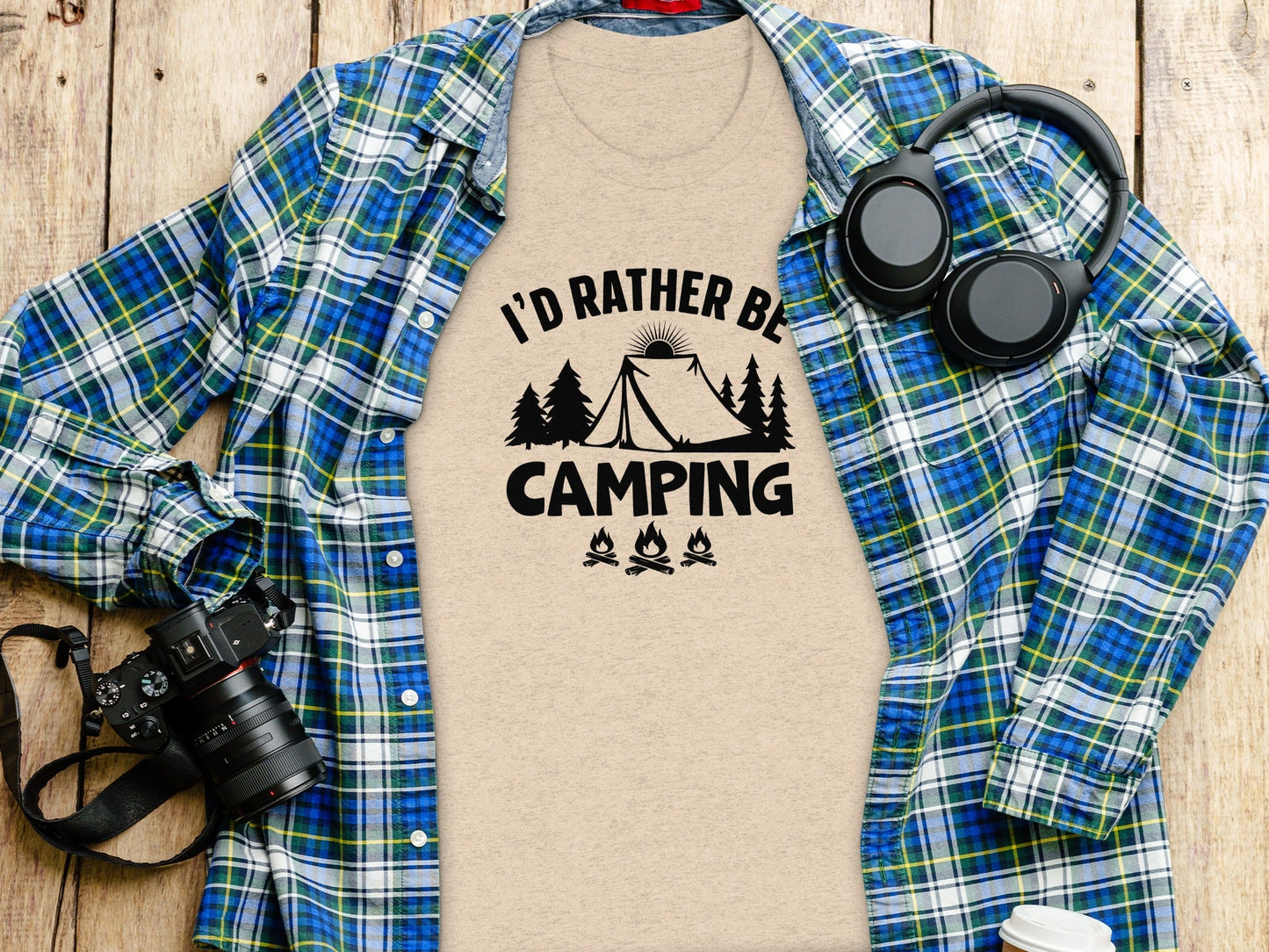 Id Rather Be Camping Tent Forest Fire Gift Idea T-Shirt