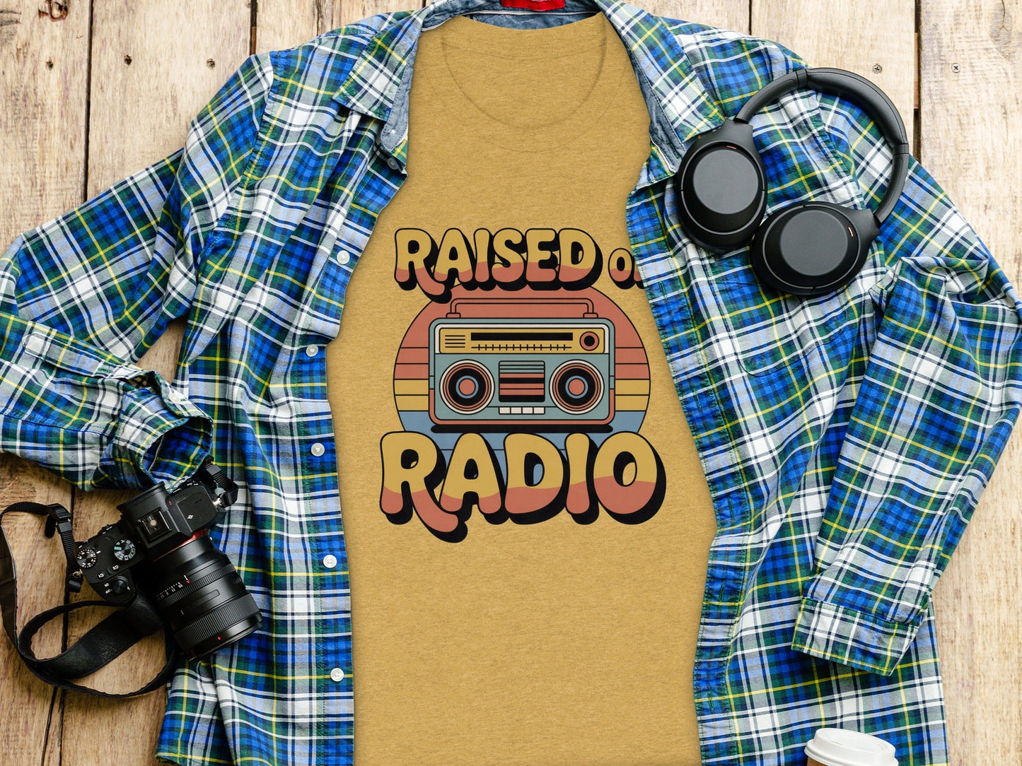 Raised on Radio Retro Boombox Graphic Design T-Shirt