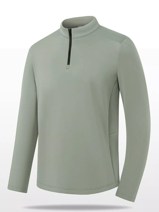 Men's Plus Size Long Sleeve Quarter Zip T-Shirt