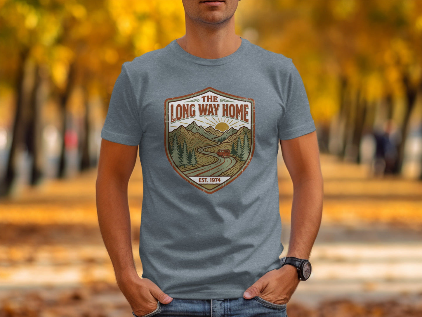 Rugged The Long Way Home - Vintage Adventure Wilderness Shirt