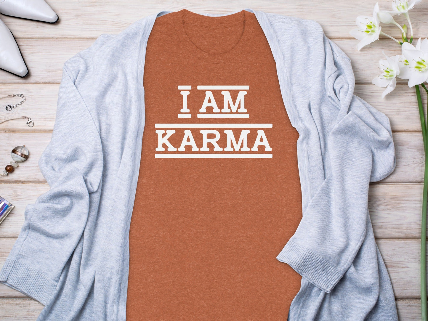 I AM Karma Bold Statement Black and White T-Shirt