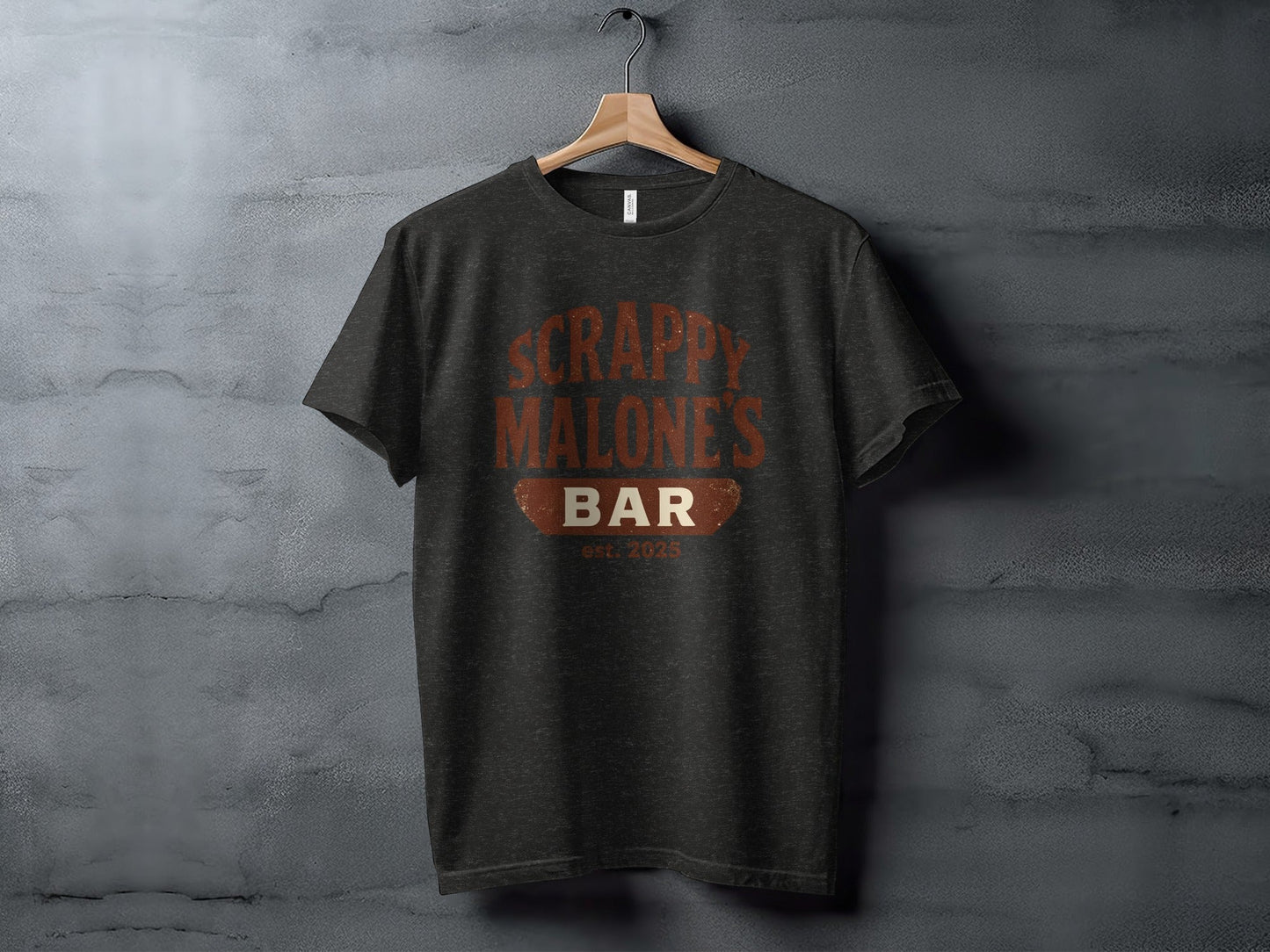 Scrappy Malone's Bar Est 2025 Vintage Logo T-Shirt - Retro Pub Graphic Tee