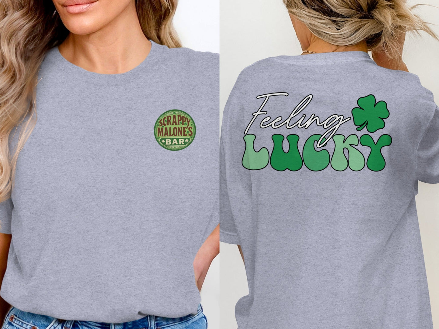 Scrappy Malone's Bar, Irish Pub, Shamrock, Round, Green, Vintage
