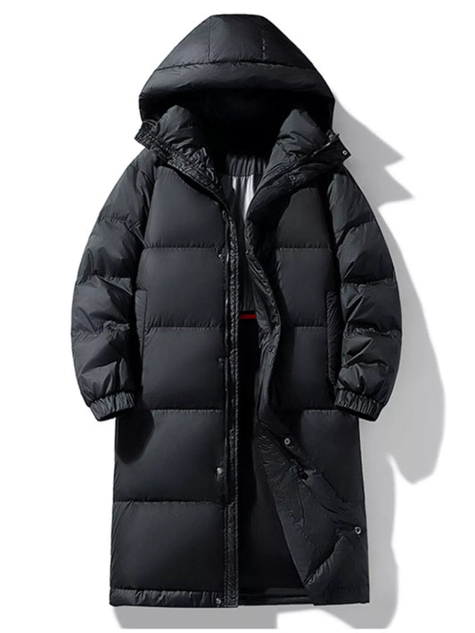 Men's Full Size Longline Hooded Down Coat Plus Size