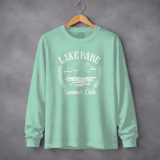 Lake Babe Summer Club Nature Scene Graphic Long Sleeve T-Shirt