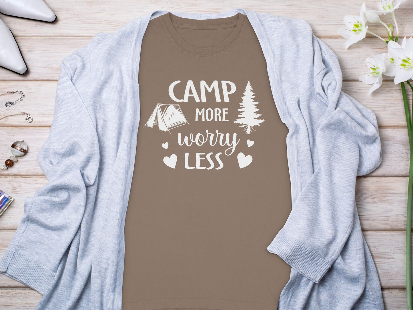 Camp More Worry Less Great Outdoors Hiking Long Sleeve T-Shirt
