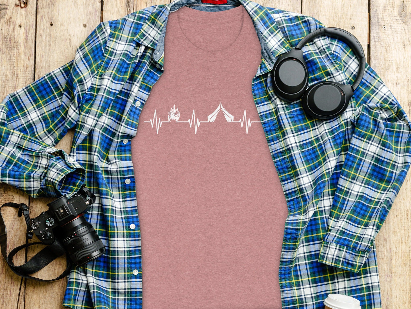 Camping Heartbeat With Tent Plus Fire Summer Camp T-Shirt