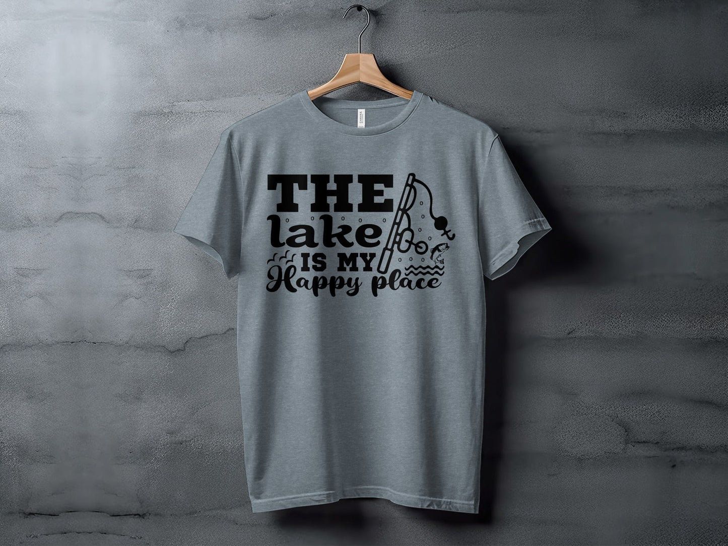 The Lake Is My Happy Place Fishing Illustration T-Shirt
