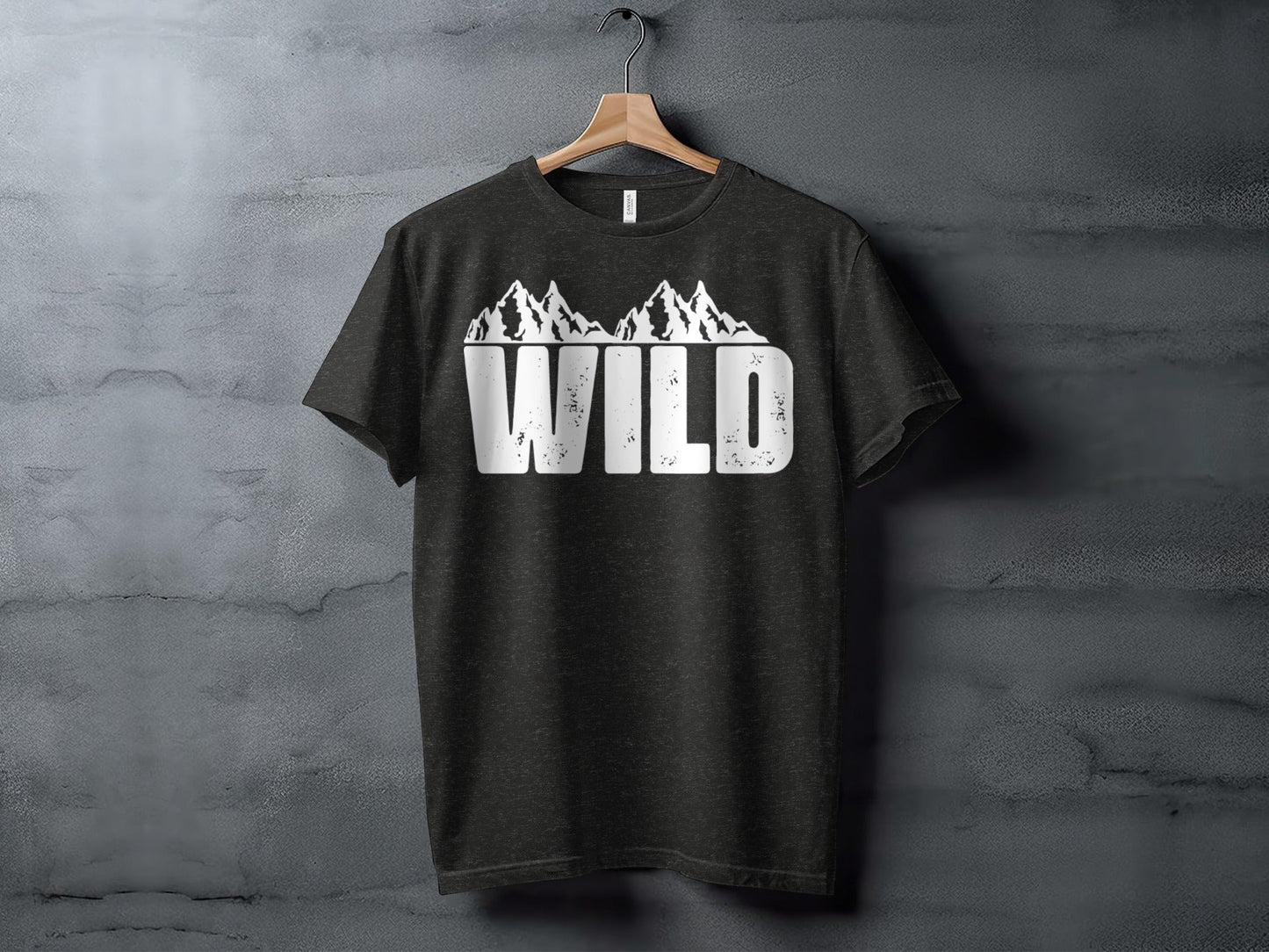 White Wild Text with Mountains Graphic Design T-Shirt