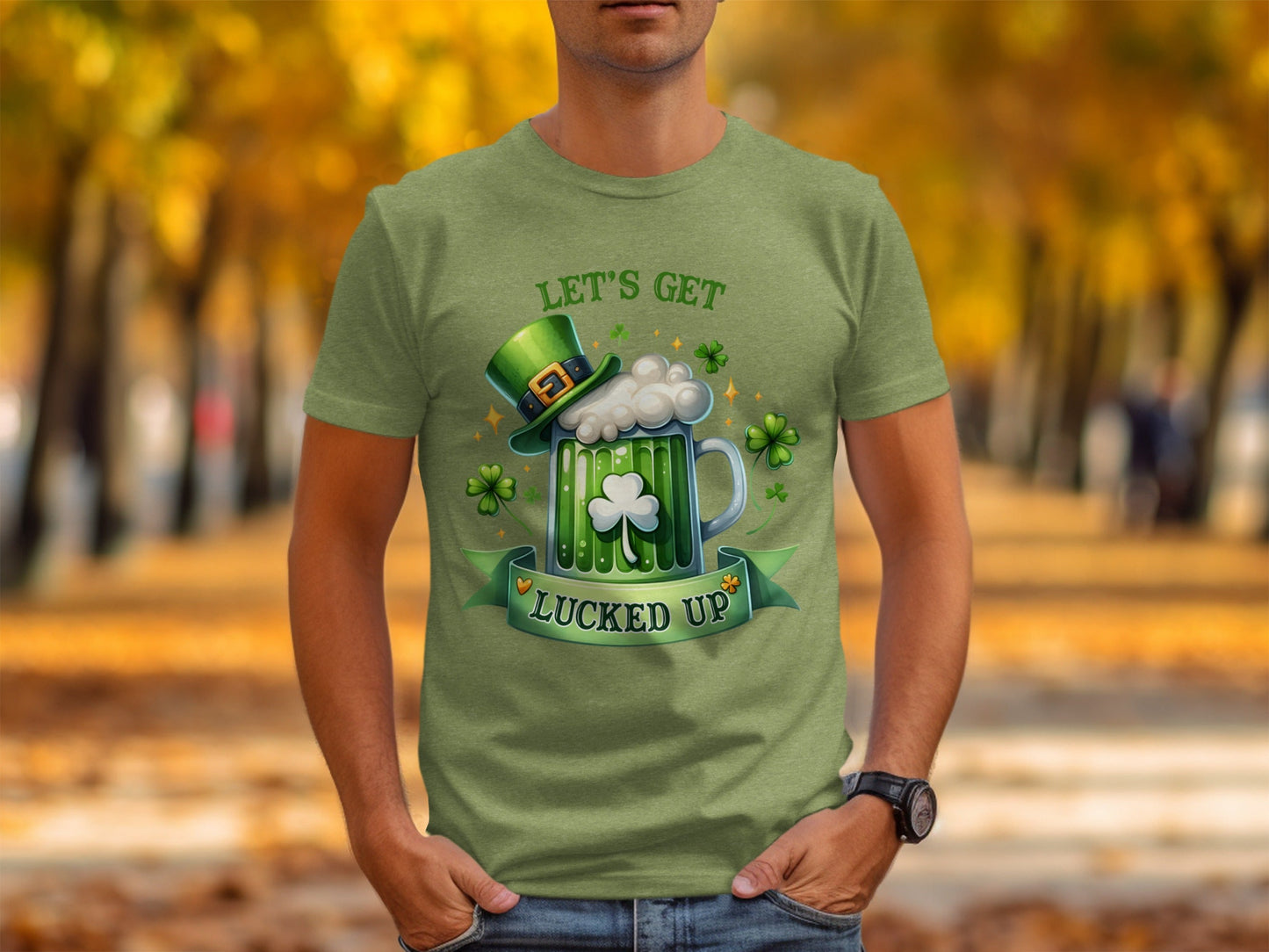 Lets Get Lucked Up T-Shirts, St Patricks Day Apparel, Irish Beer Mug, Clover Graphic Tee, Good Luck Shirts, Holiday T-Shirt, Festive Outfit