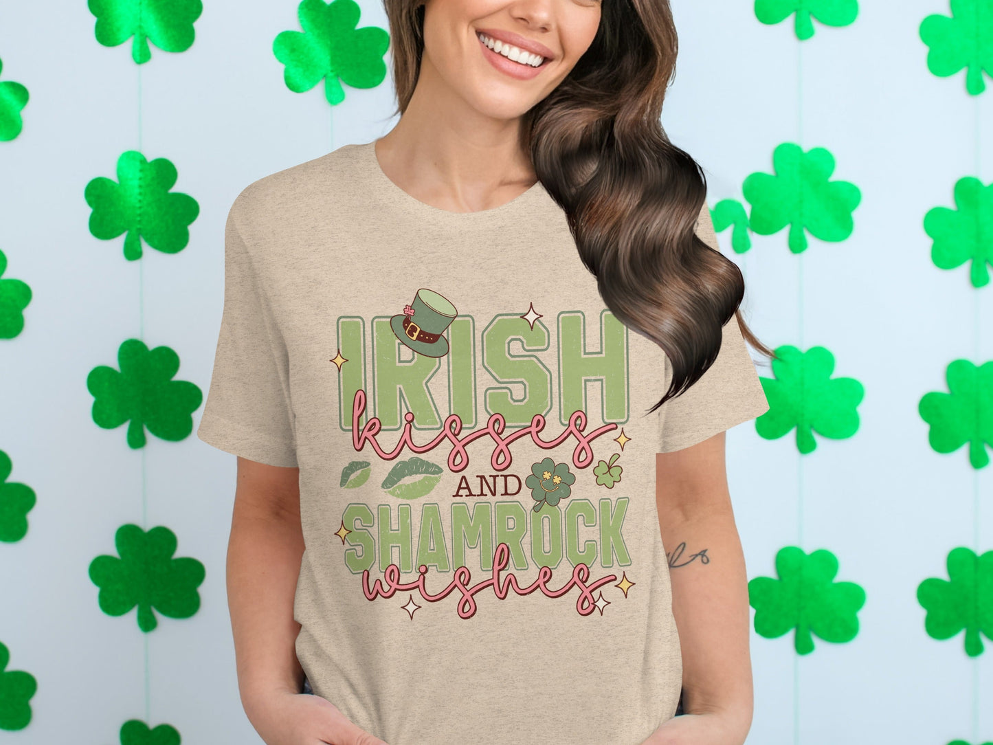 Irish Kisses Shamrock Wishes T-Shirts, St Patricks Day T-Shirts, Lucky Shirt, St Paddys Day Tee, St Patricks Day Gifts, Irish Gifts