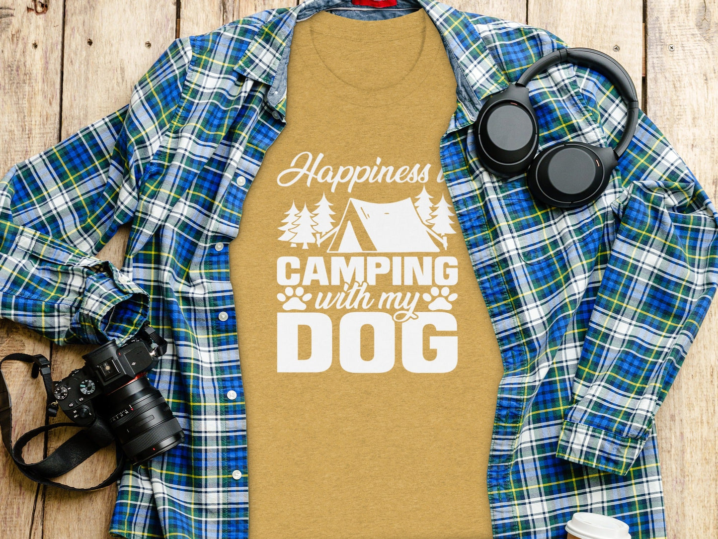 Happiness is Camping with My Dog Awesome Graphic T-Shirt