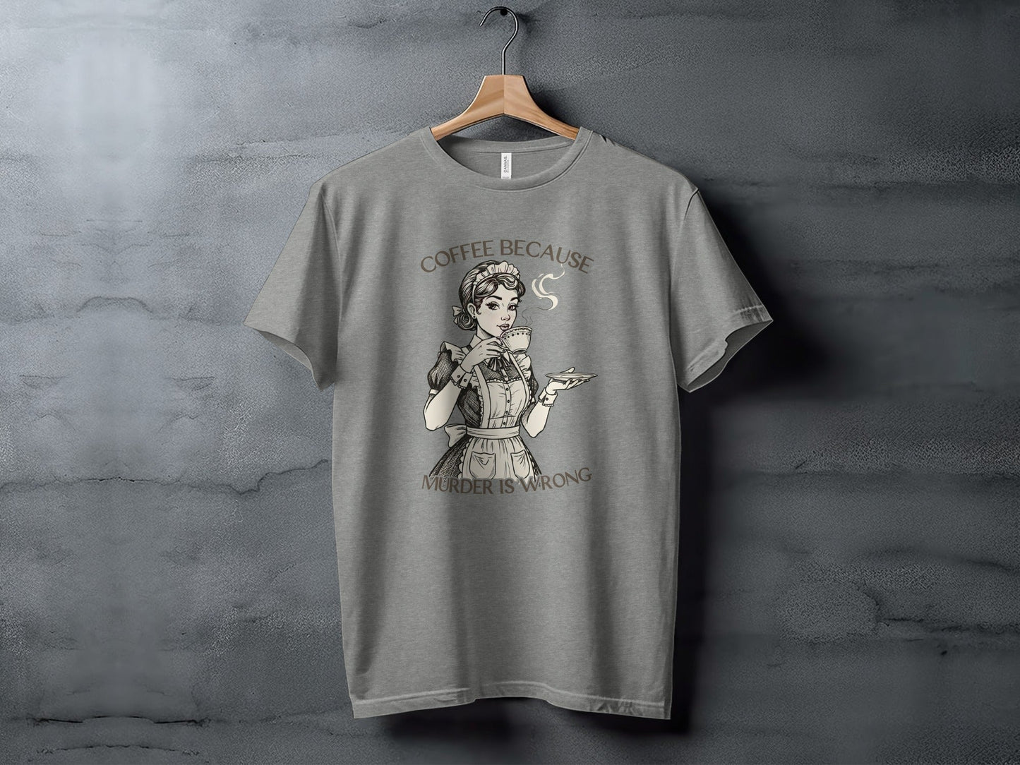 Coffee Because Murder is Wrong Funny Vintage Style T-Shirt