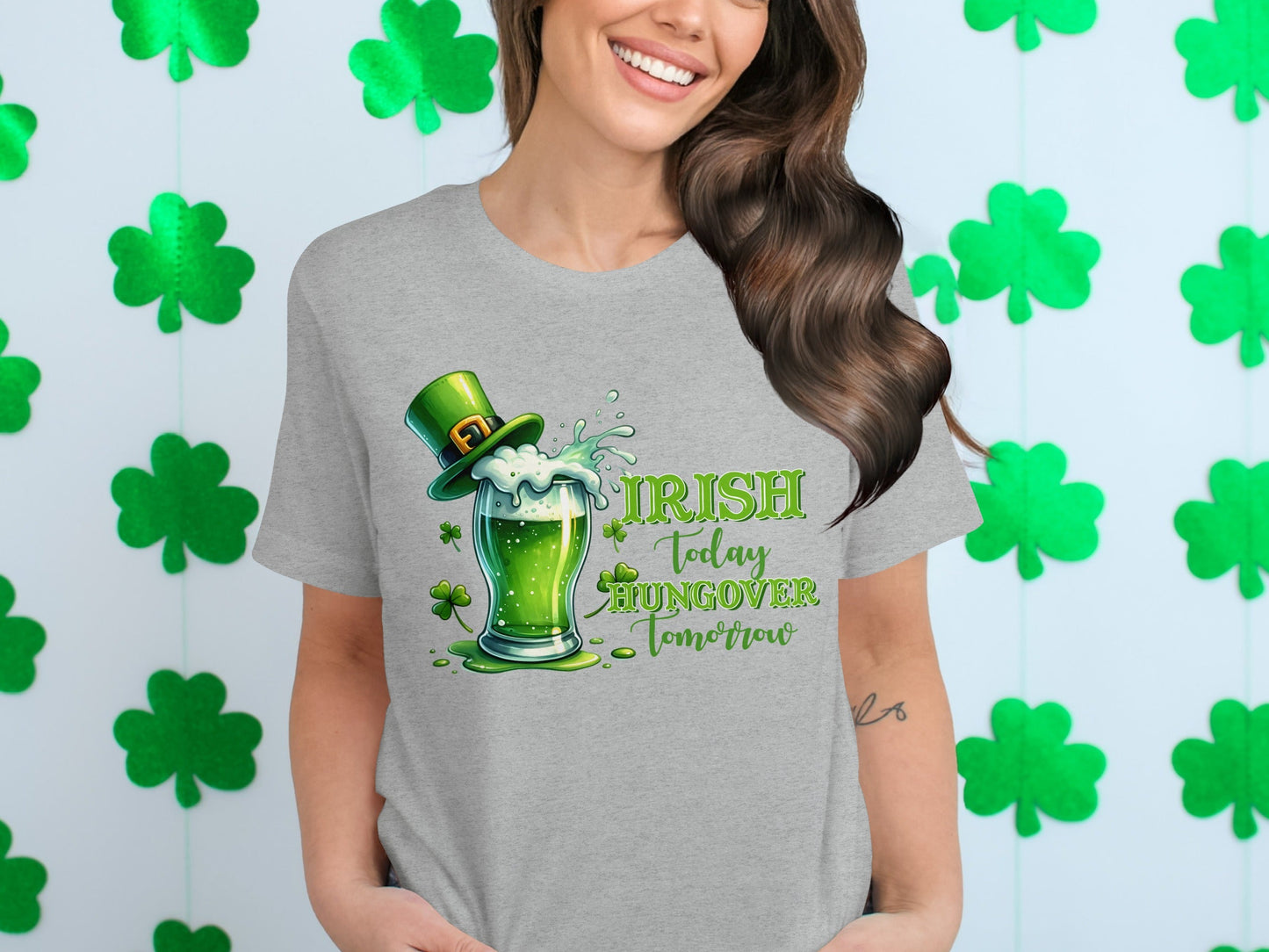 Funny Irish T-Shirts, St Patricks Day Shirts, Irish Today Hungover Tomorrow T-Shirts, Green Beer Lover T-Shirts, Lucky Shamrock Gift