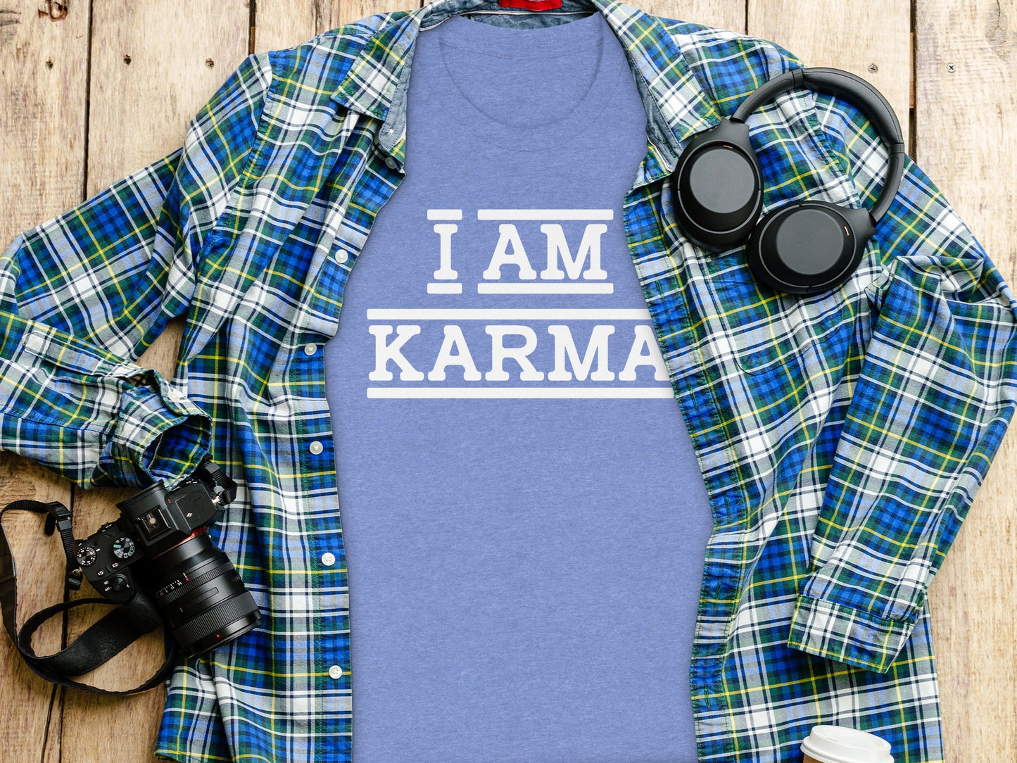 I AM Karma Bold Statement Black and White T-Shirt