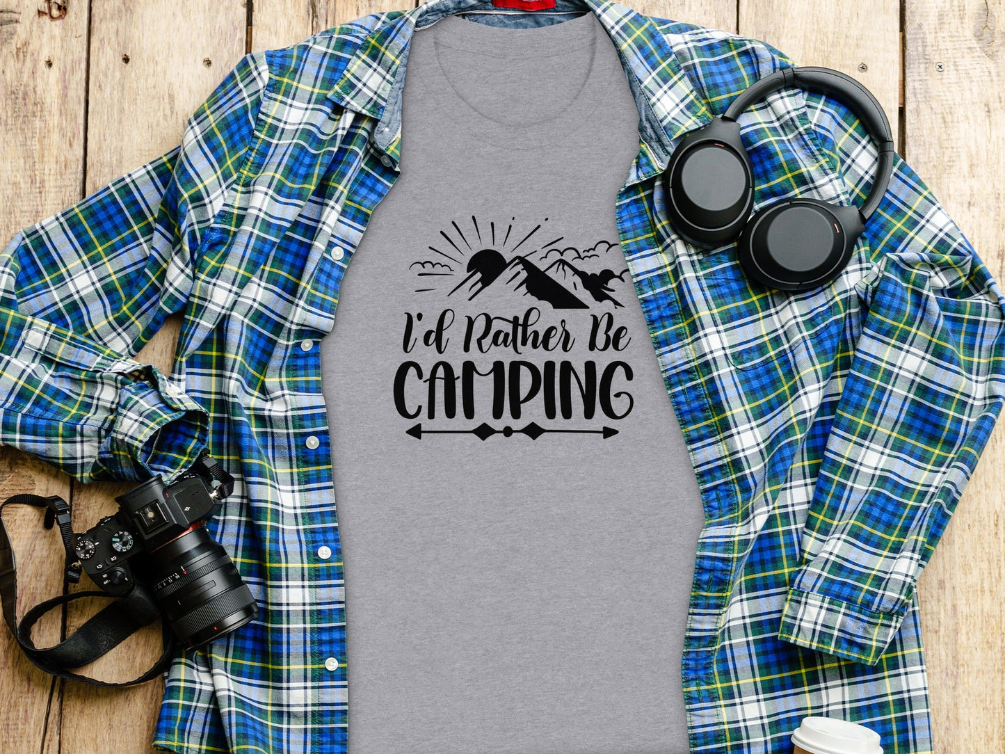I'd Rather Be Camping Outdoor Adventure Graphic T-Shirt