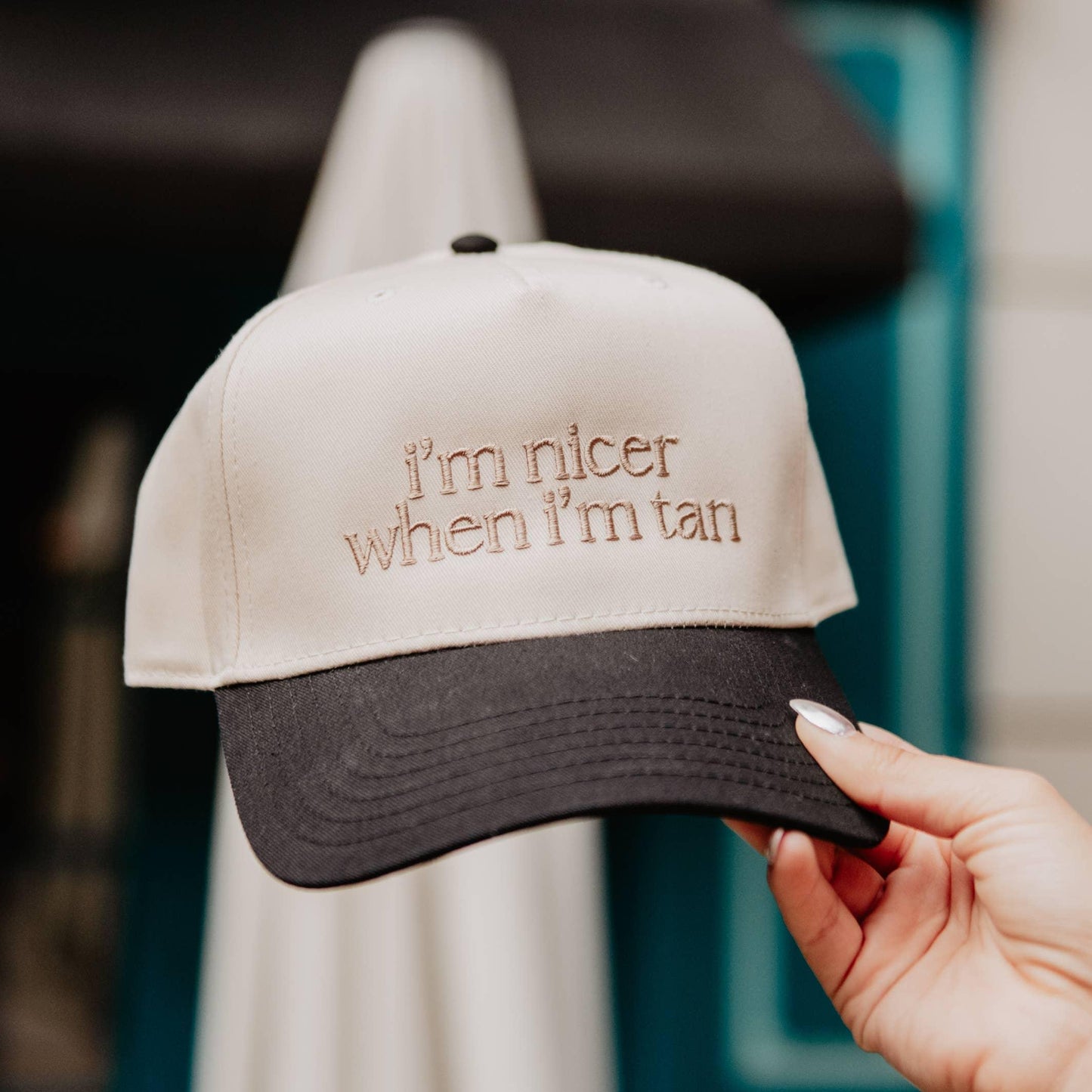 I’m Nicer When I’m Tan Hat • Two Tone Vintage Trucker Hat • Funny Summer Hat • Embroidered Snapback Hat • Beach Pool Hat Gift