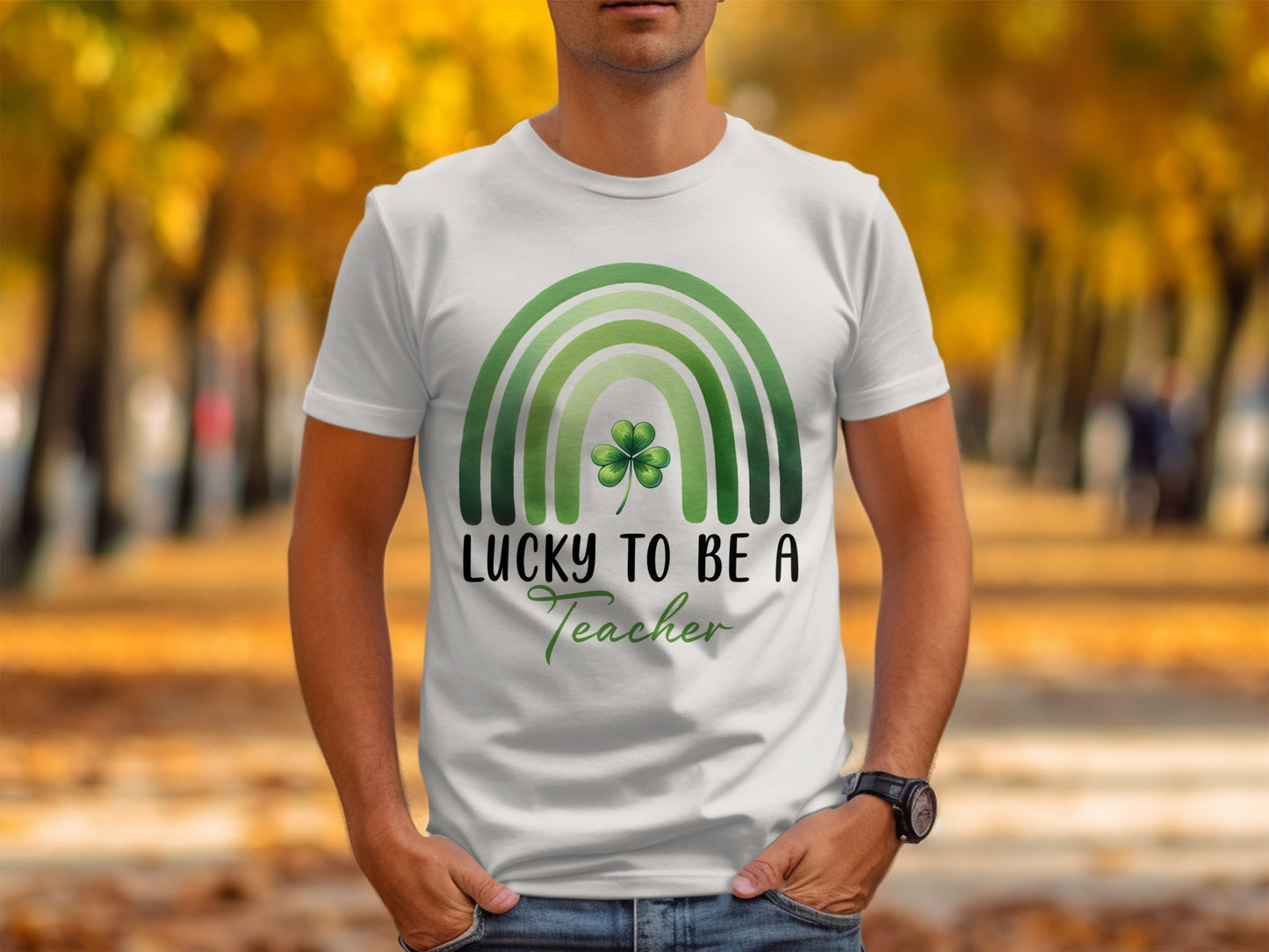 Lucky To Be A Teacher Rainbow St Patricks Day T-Shirt