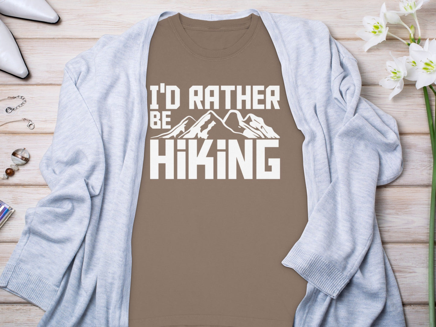 I'd Rather Be Hiking Mountain Design Great Gift Long Sleeve T-Shirt