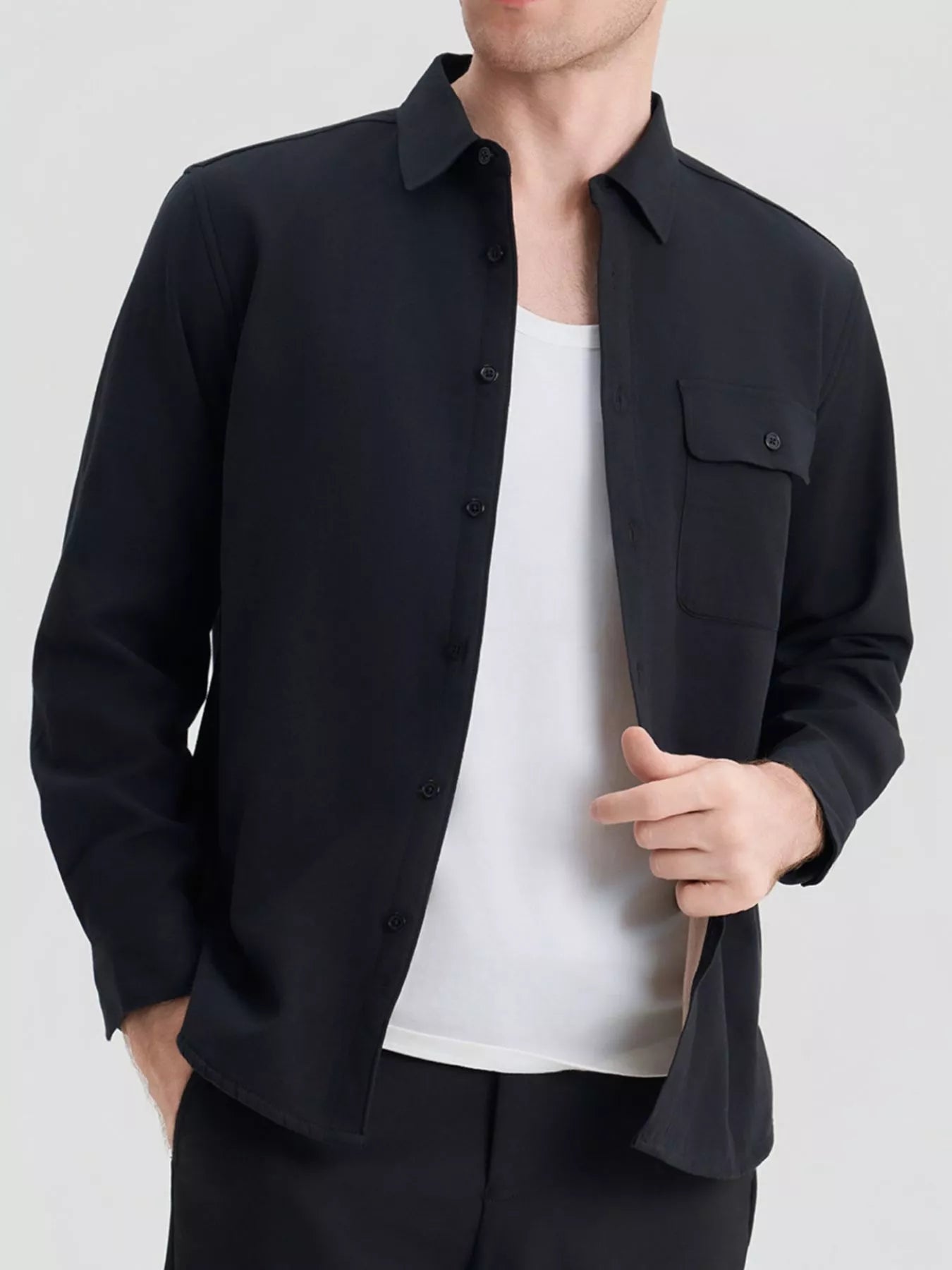 Men's Plus Size Button Up Long Sleeve Shirt