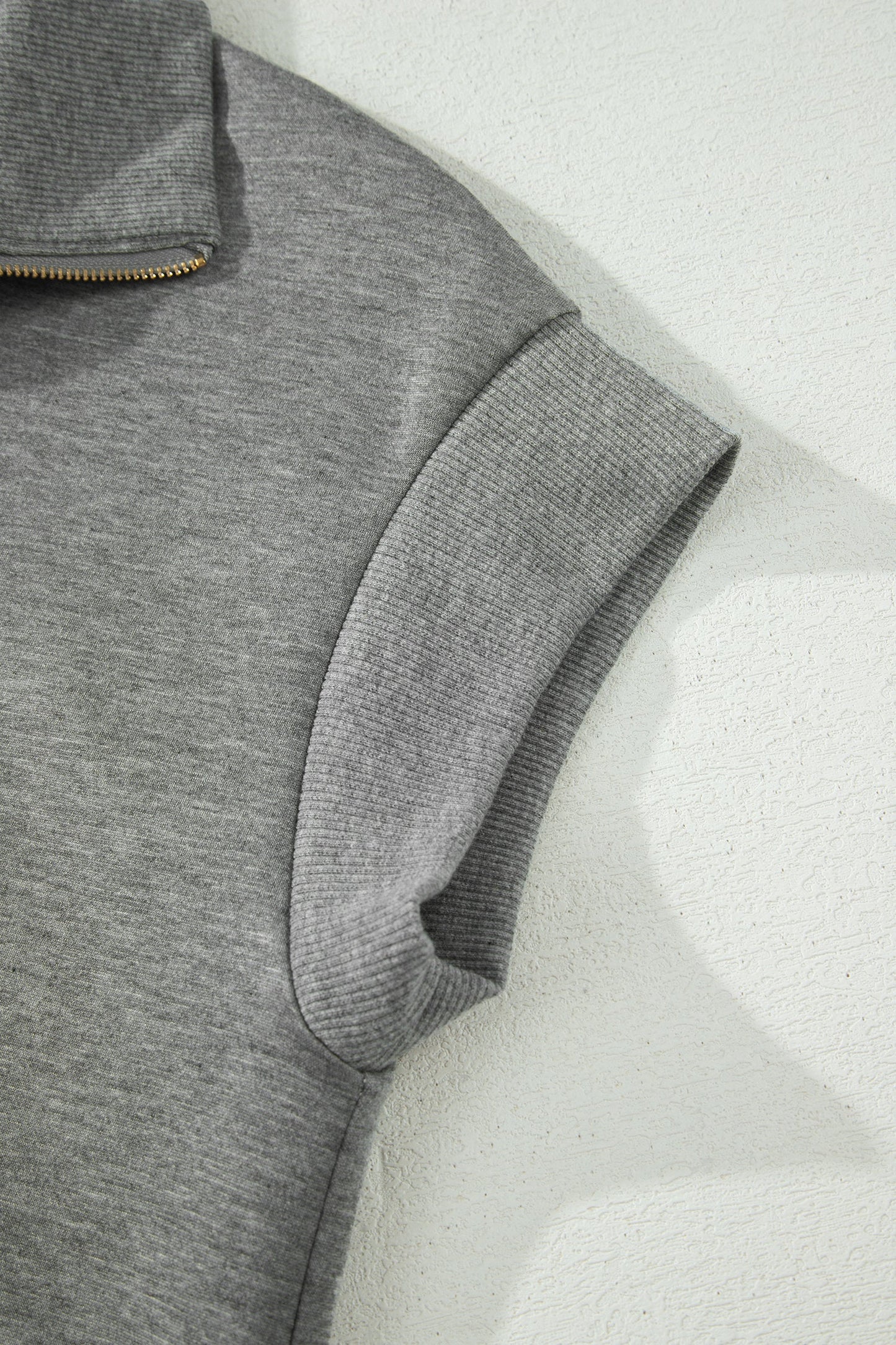 Gray Half Zip Polo Tee Casual Pant Set